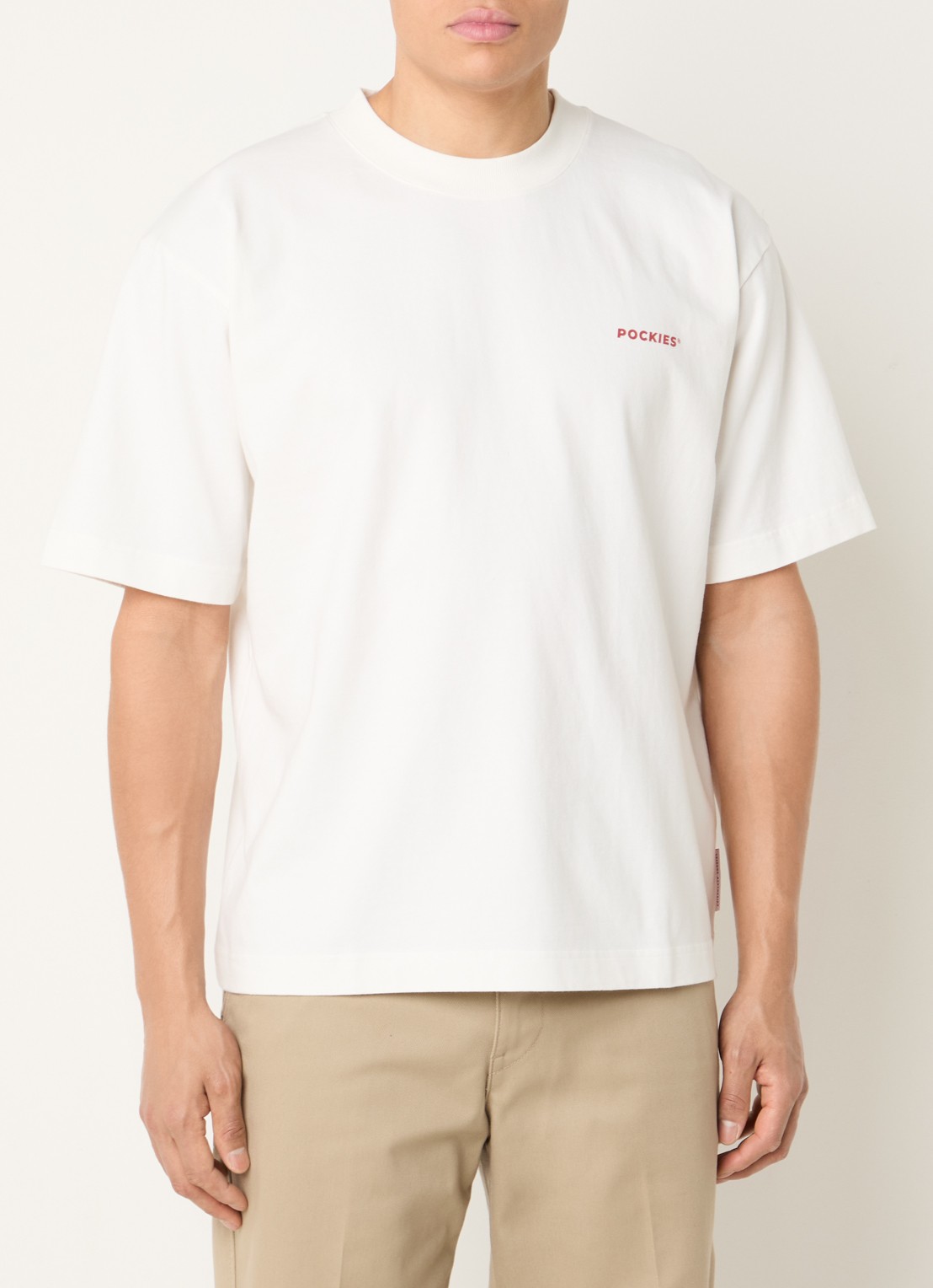 Pockies Alarm T-shirt met logo- en backprint - achterkant 3 wit