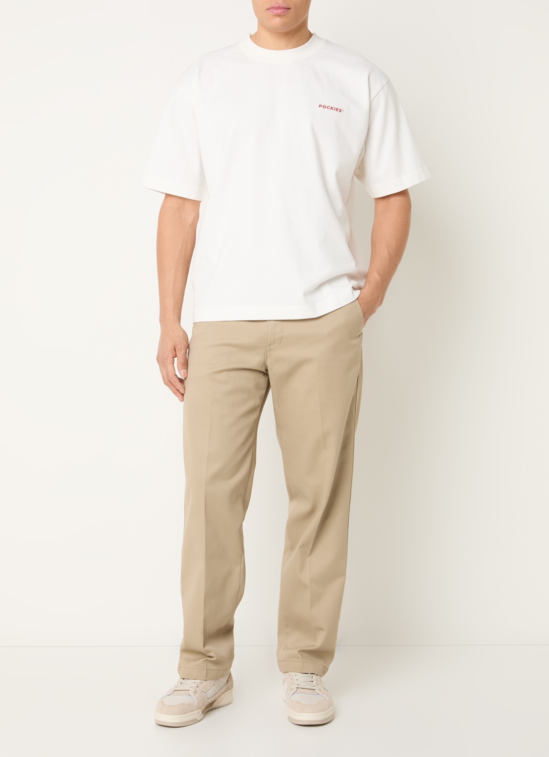 Pockies Alarm T-shirt met logo- en backprint - voorkant 2 wit