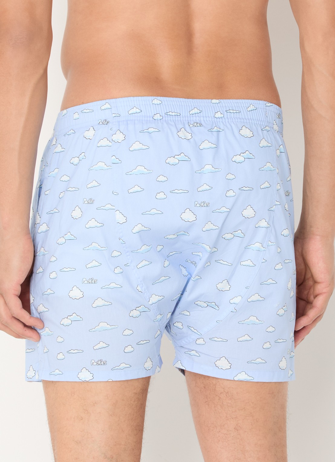 Pockies Blue Clouds boxershort met steekzakken - achterkant 3 blauw