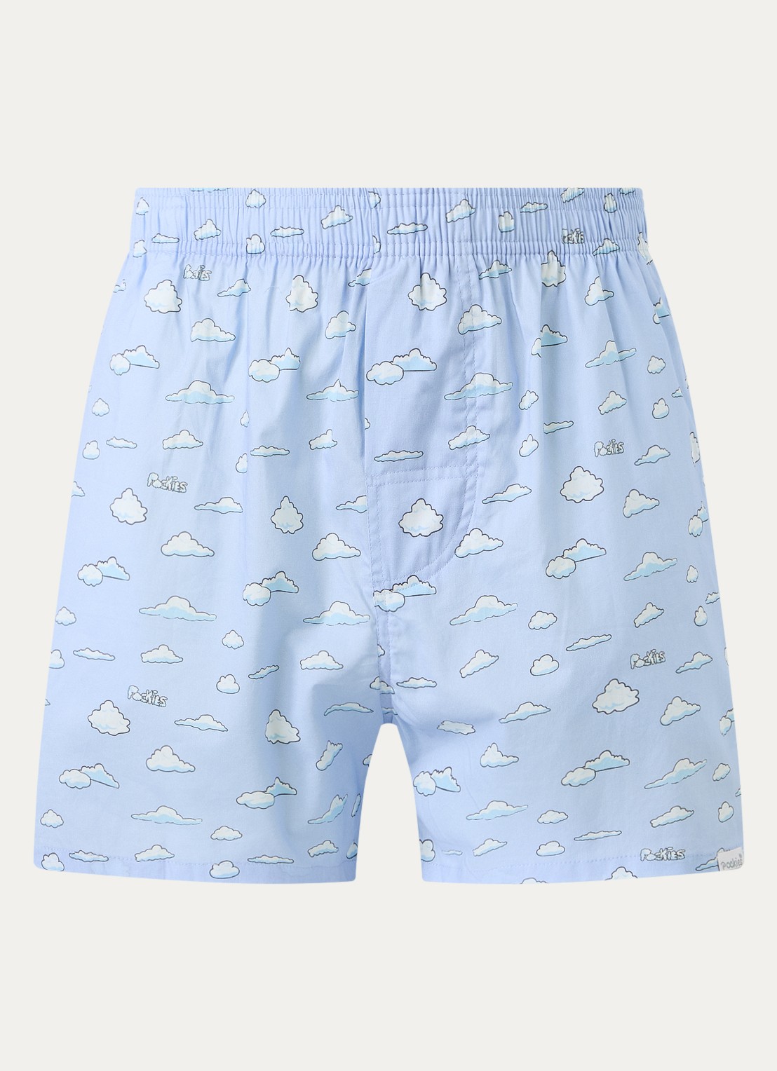 Pockies Blue Clouds boxershort met steekzakken - voorkant blauw