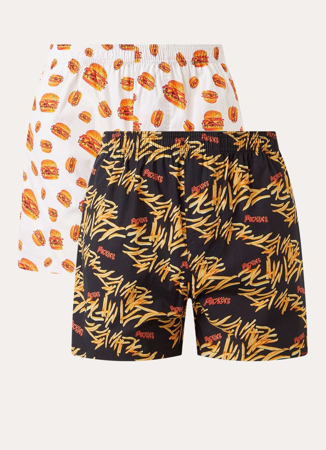 Pockies Burgers and Fries boxershort met steekzakken in 2-pack - voorkant 2 multicolor