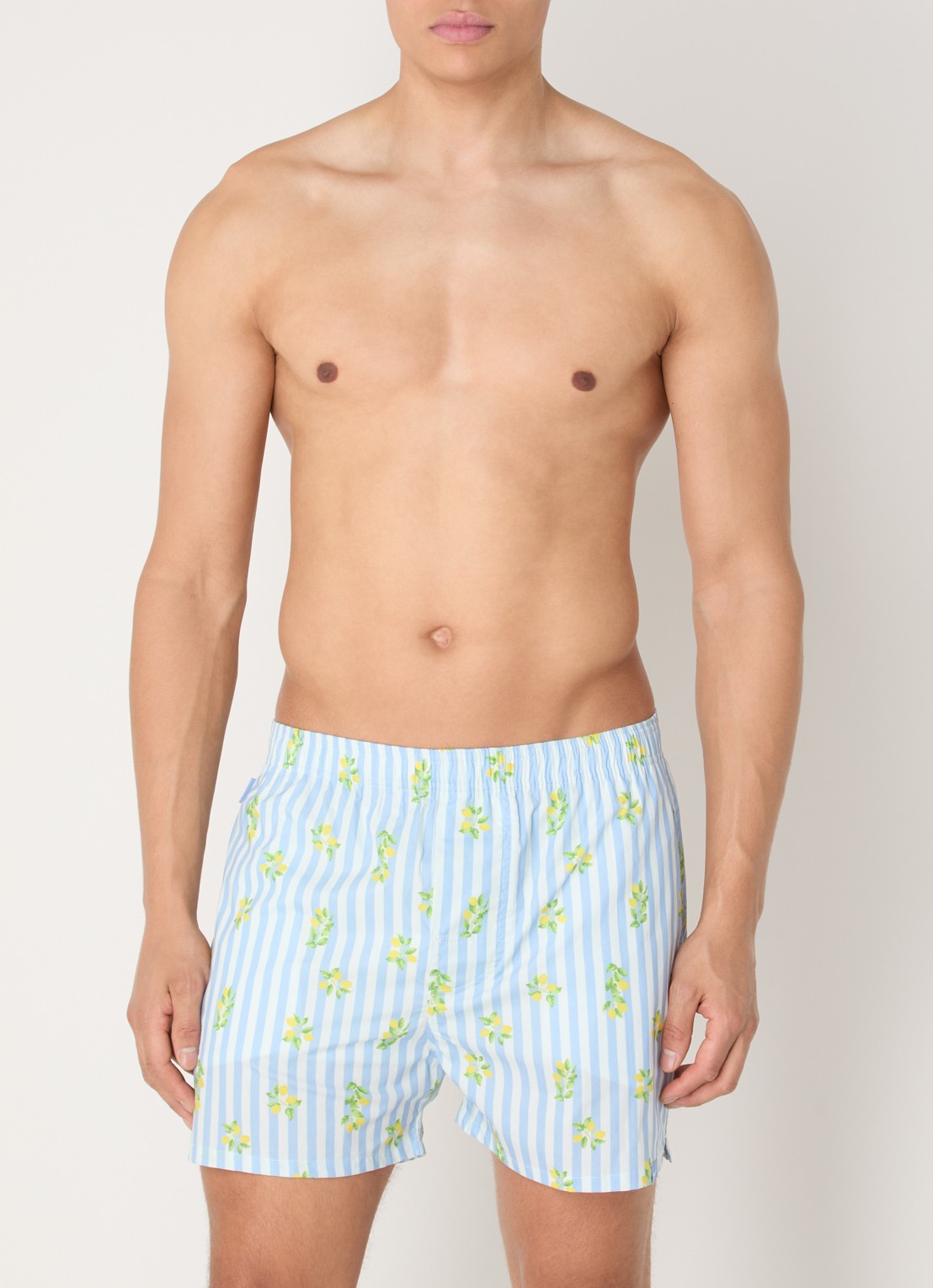 Pockies Goodlife boxershort met steekzakken en streepprint - voorkant 3 lichtblauw