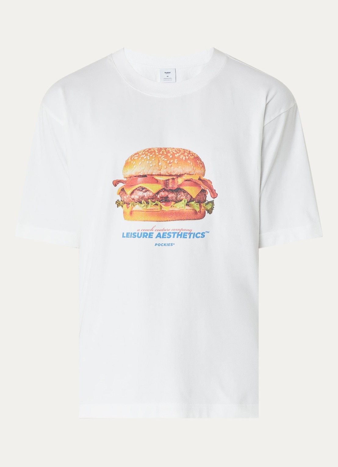Pockies L.A. Burger T-shirt met logoprint - voorkant 3 wit