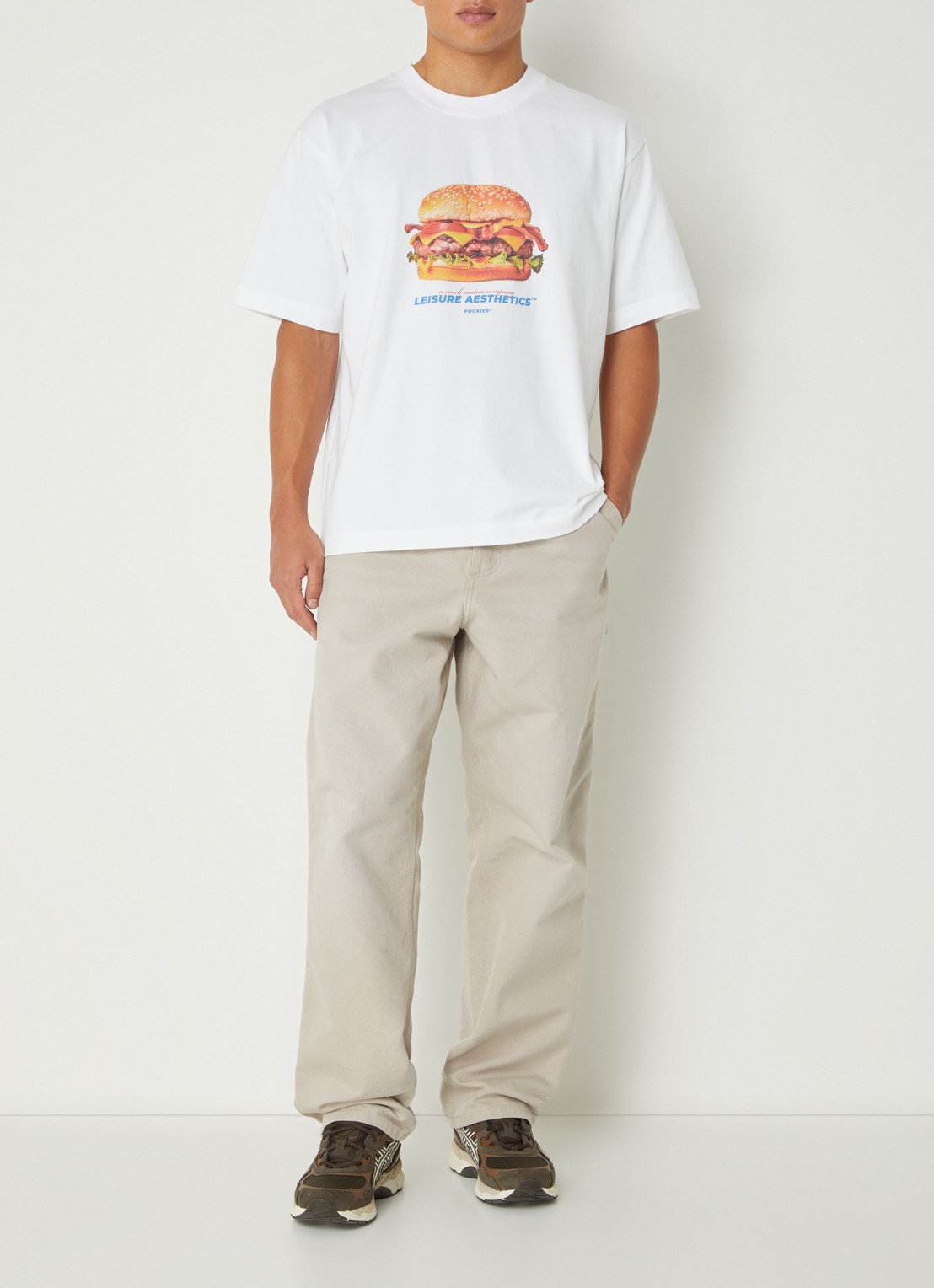Pockies L.A. Burger T-shirt met logoprint - voorkant 4 wit