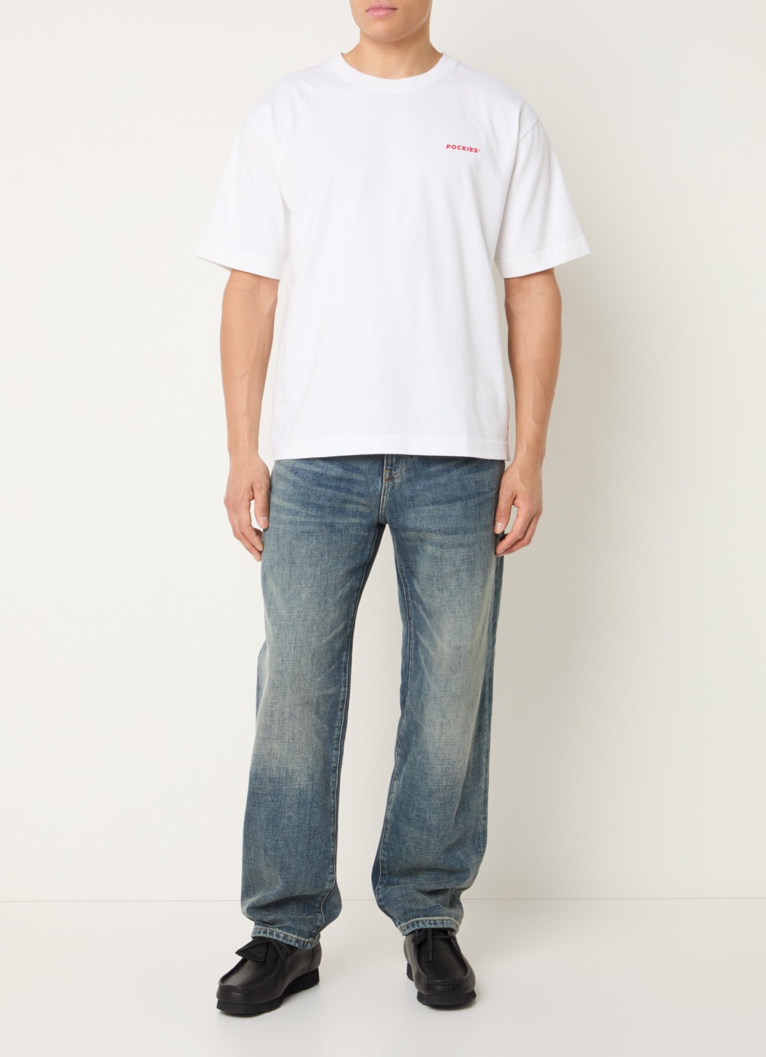 Pockies Lobster T-shirt met logo- en backprint - voorkant 3 wit