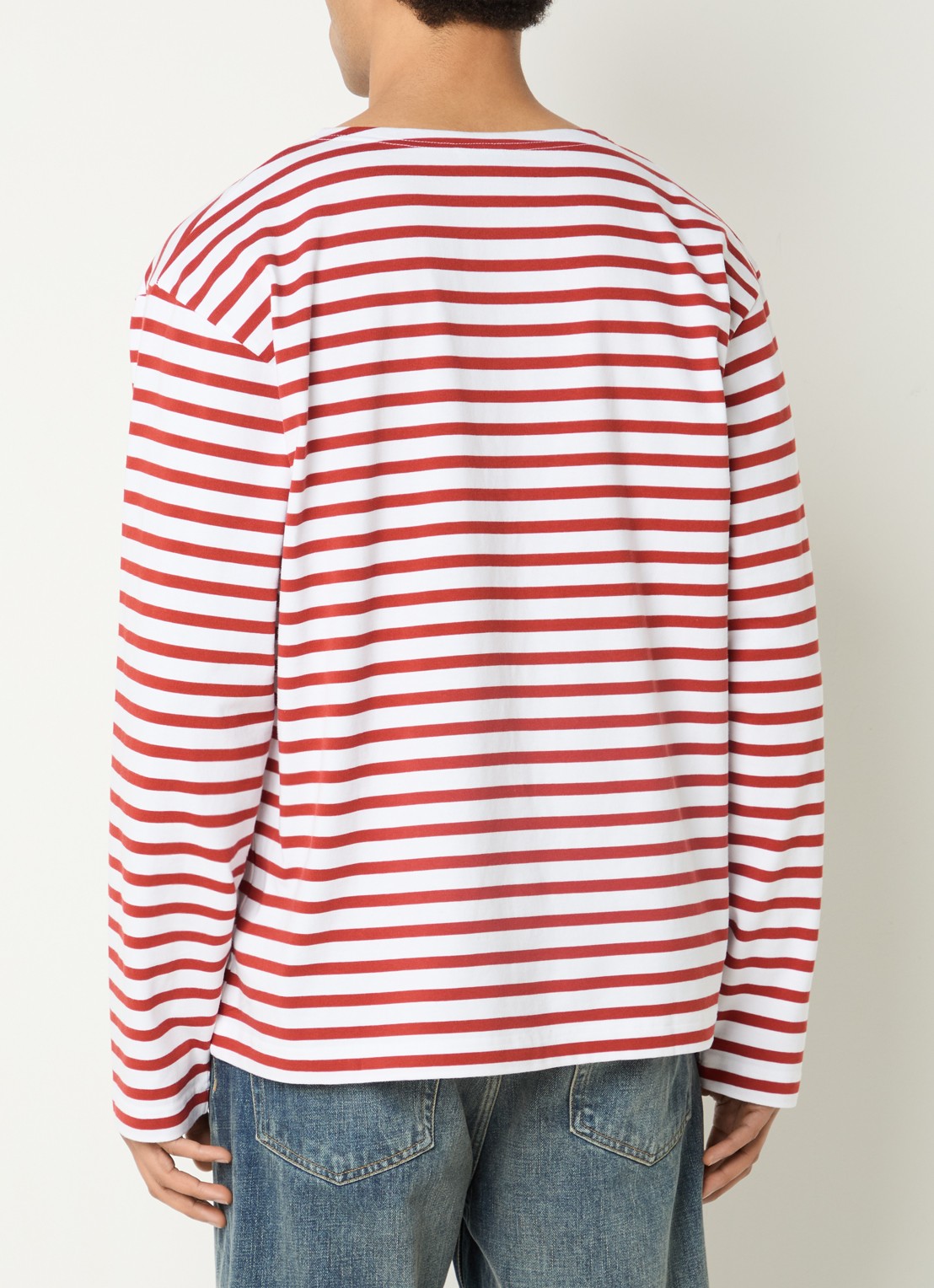 Pockies Longsleeve T-shirt met logo en streepprint - achterkant steenrood