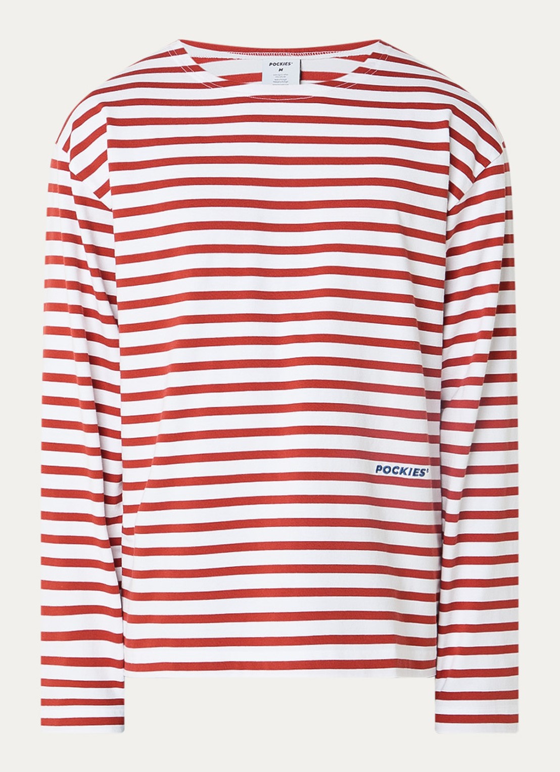 Pockies Longsleeve T-shirt met logo en streepprint - voorkant 3 steenrood
