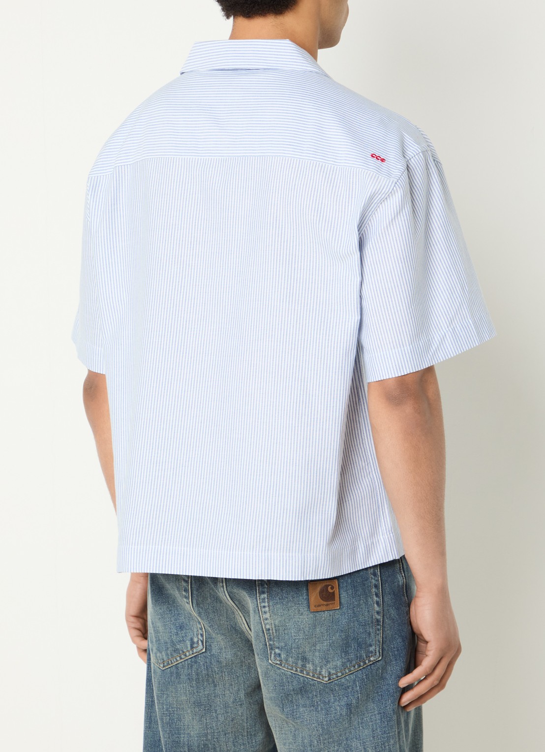 Pockies Regular fit overhemd met logo - achterkant 4 lichtblauw