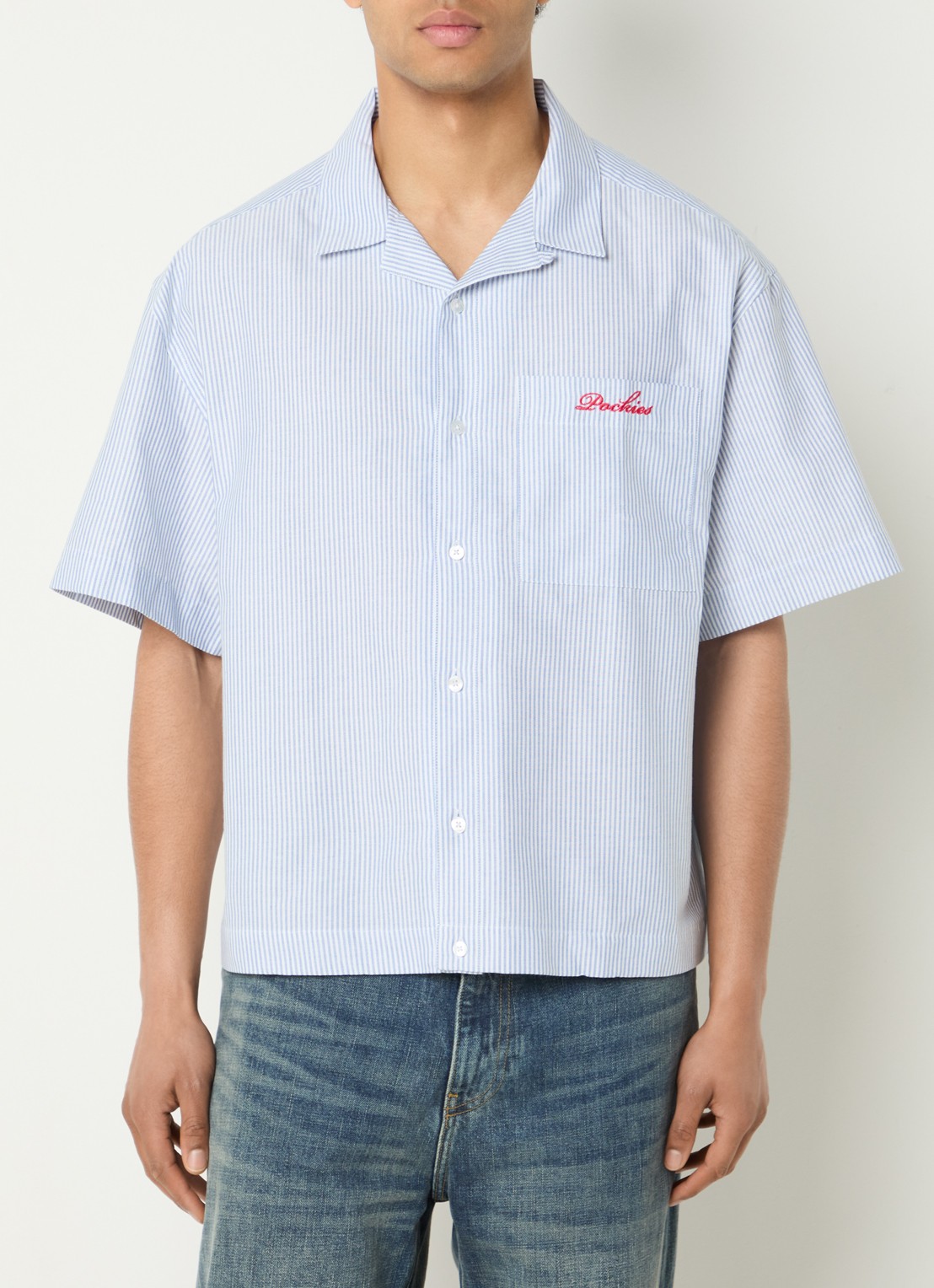Pockies Regular fit overhemd met logo - detail 3 lichtblauw