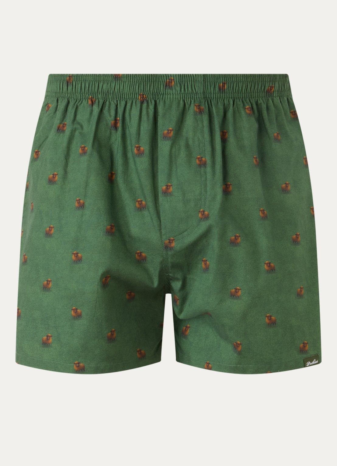 Pockies Sheep boxershort met print - voorkant legergroen