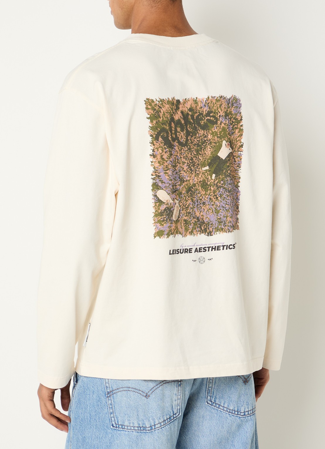 Pockies Shepherd sweater met logo- en backprint - detail gebroken wit