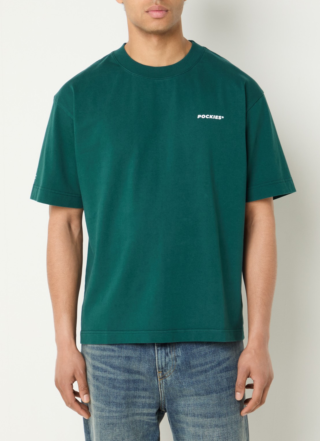 Pockies Sundays T-shirt met logo- en backprint - achterkant groen