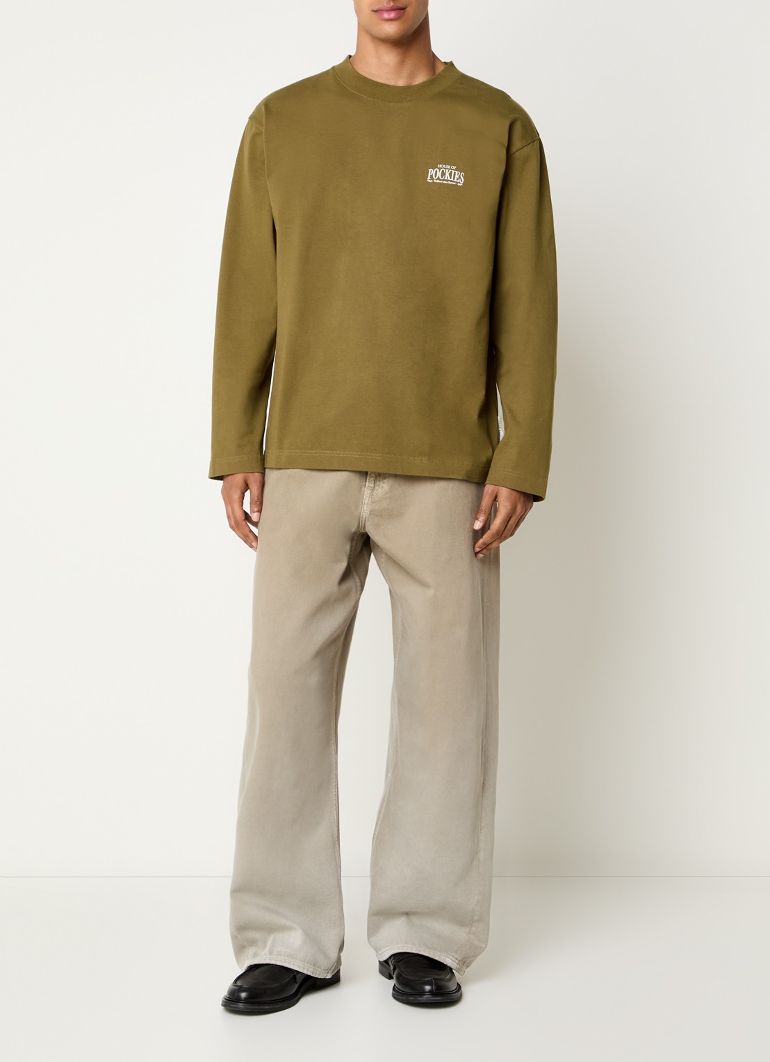 Pockies Sweater met logo- en backprint - voorkant 2 groen