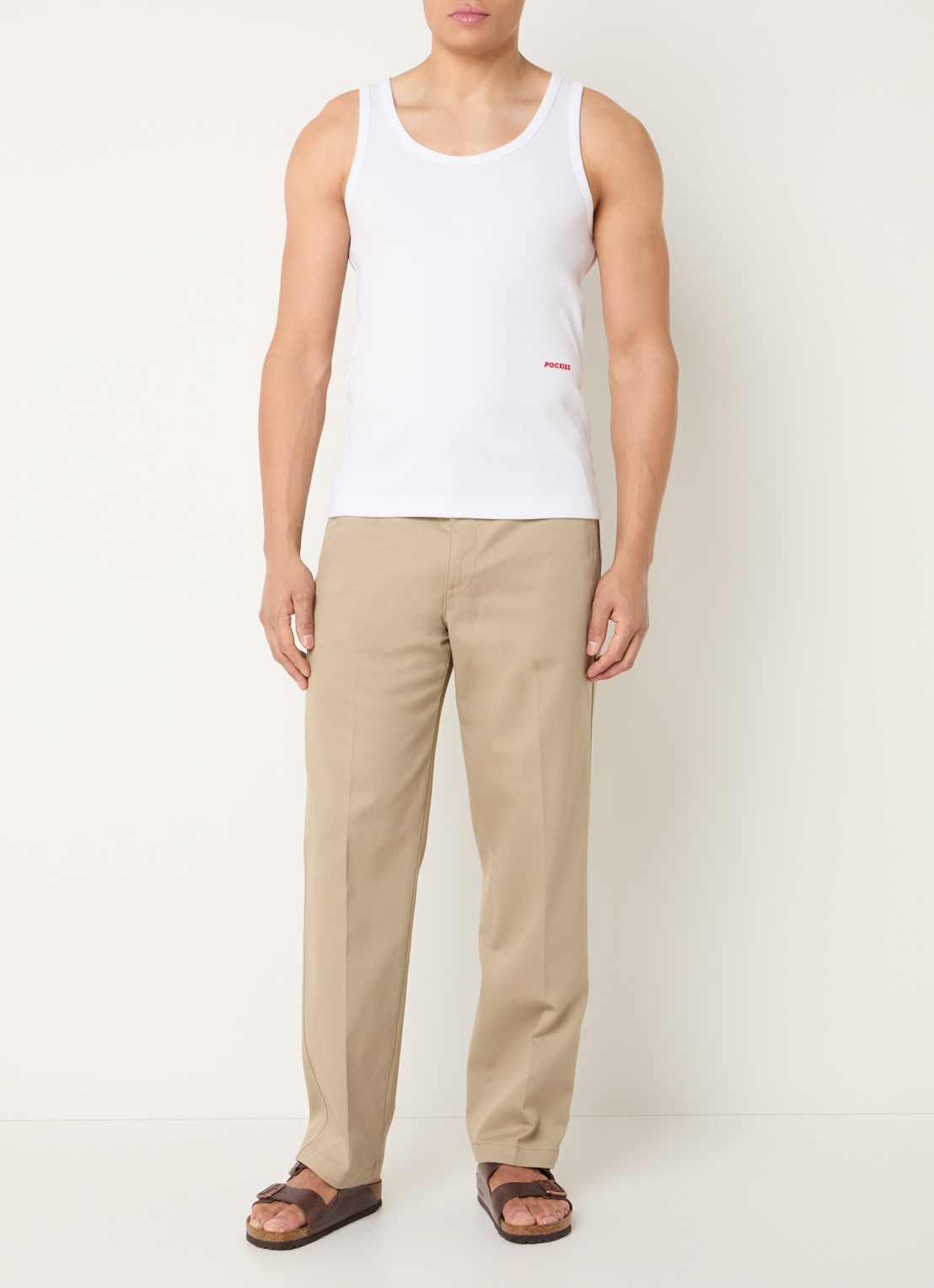 Pockies Tanktop met logo  - voorkant 3 wit