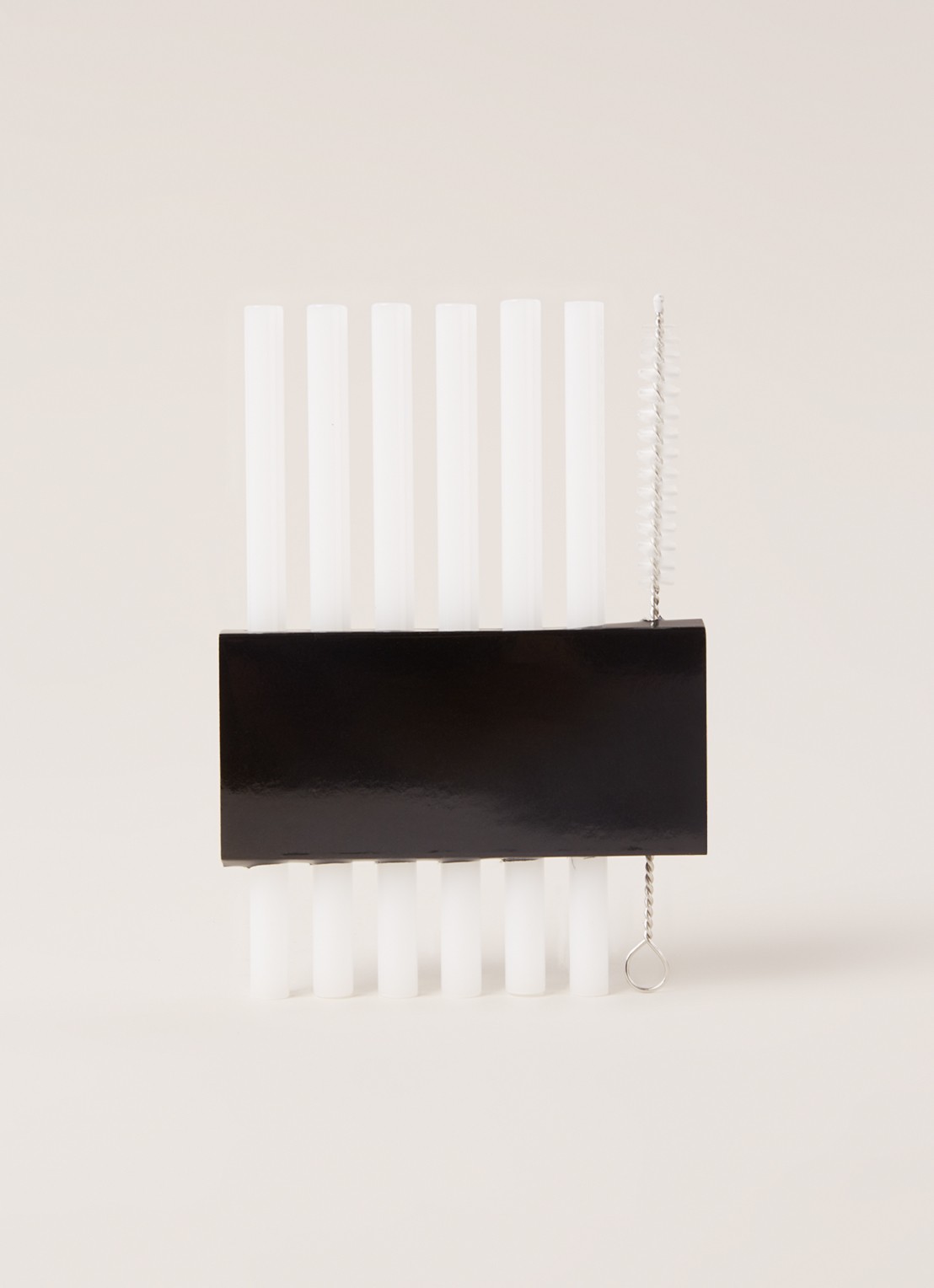 Point-Virgule Rietje van glas set van 6 - voorkant 2 wit