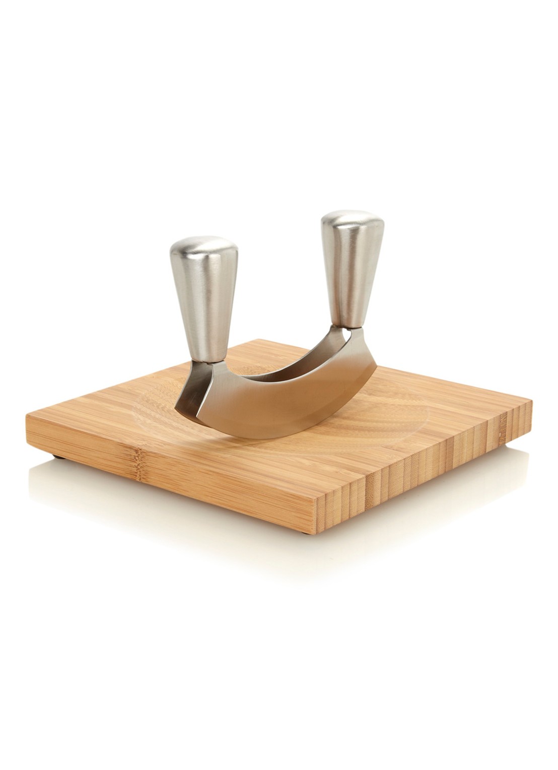 Point-Virgule Wiegemes met snijplank van bamboe 20 x 20 cm - voorkant lichtbruin