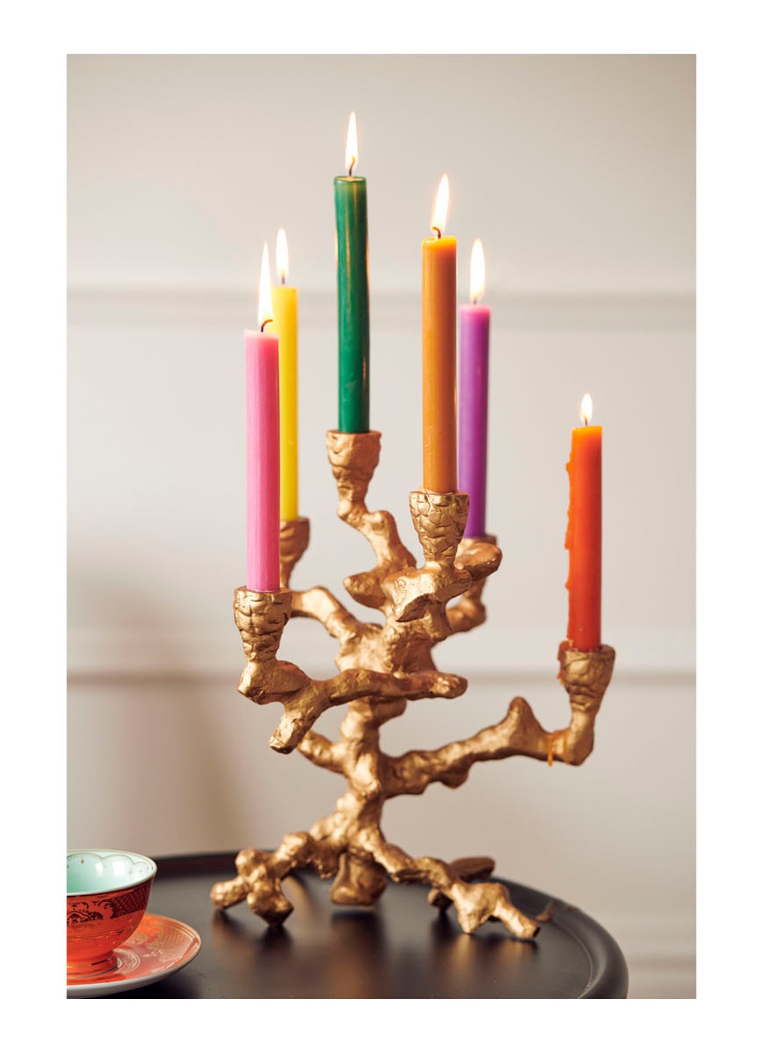 POLSPOTTEN Apple Tree kandelaar S 32,5 cm - voorkant 2 goud