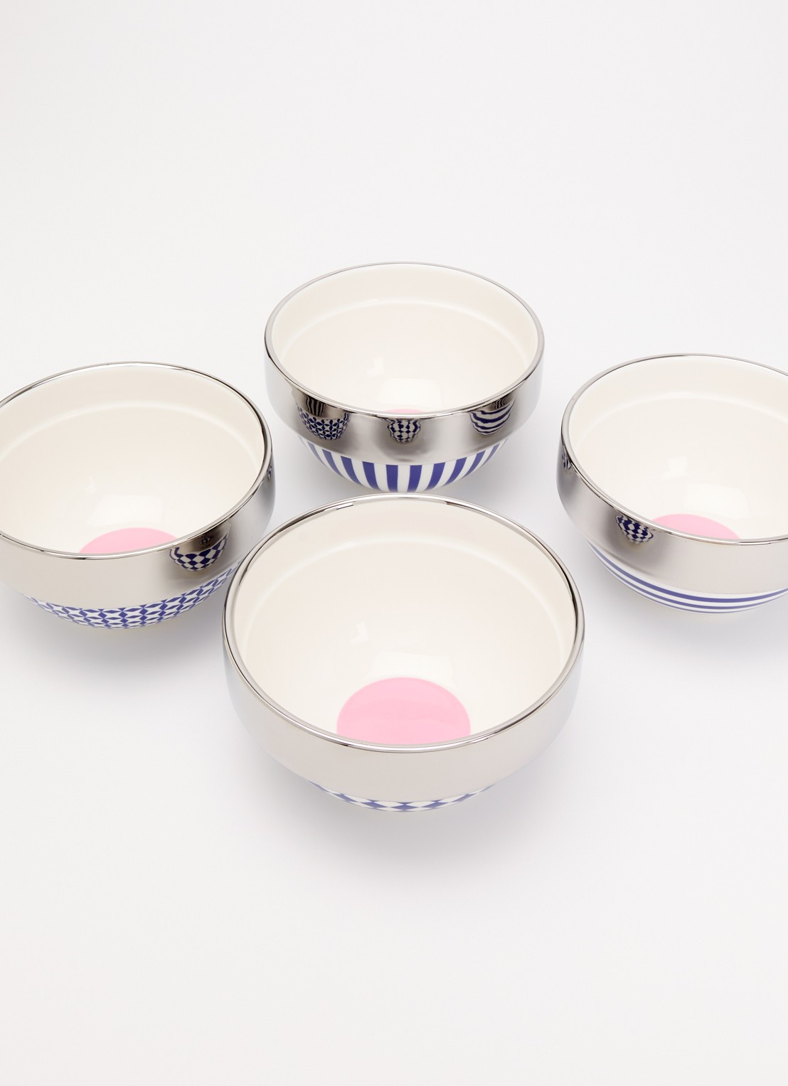 POLSPOTTEN Aunty kom 14 cm set van 4 - voorkant 2 blauw