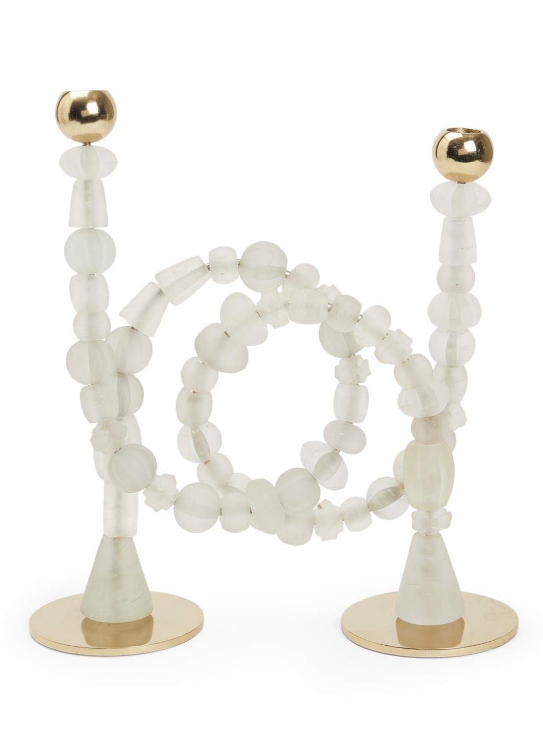 POLSPOTTEN Beads kandelaar 38 cm - voorkant gebroken wit