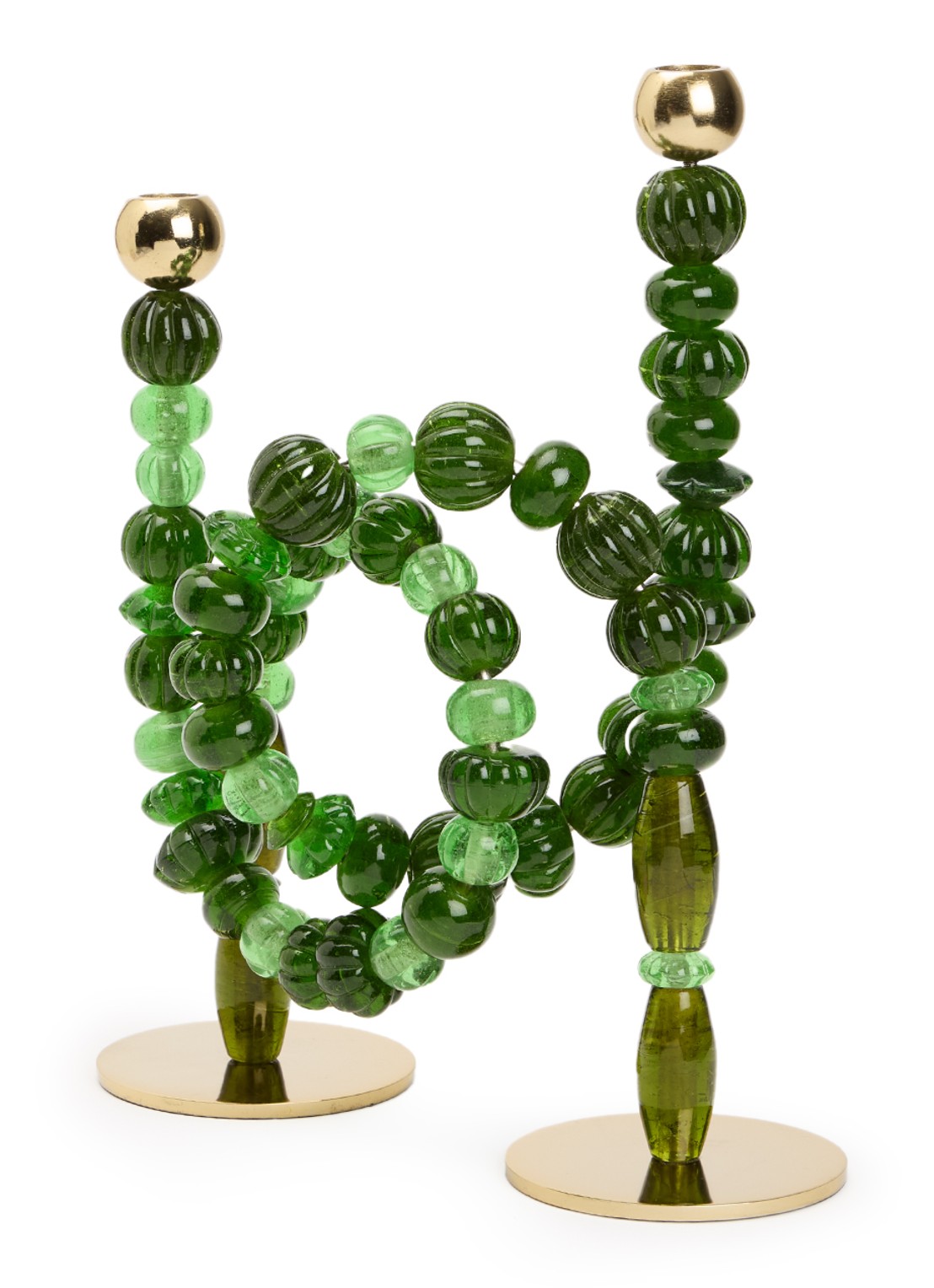 POLSPOTTEN Beads kandelaar 38 cm - voorkant groen