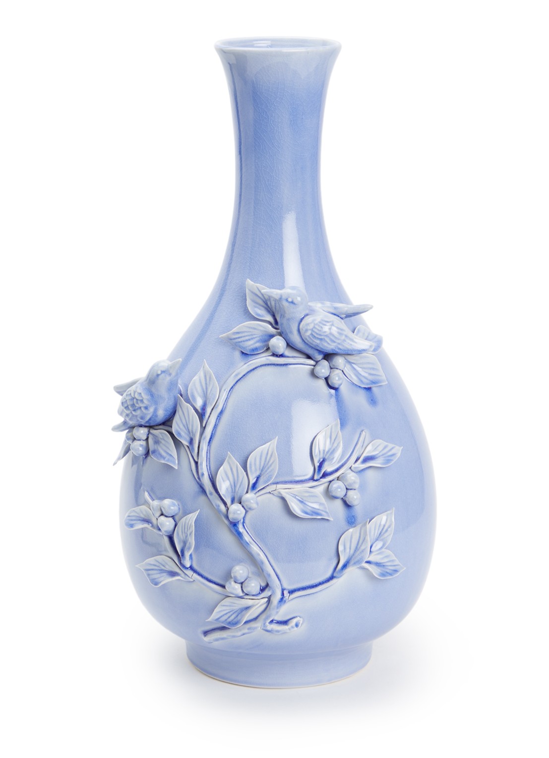 POLSPOTTEN Bird vaas 60 cm - voorkant donkerblauw
