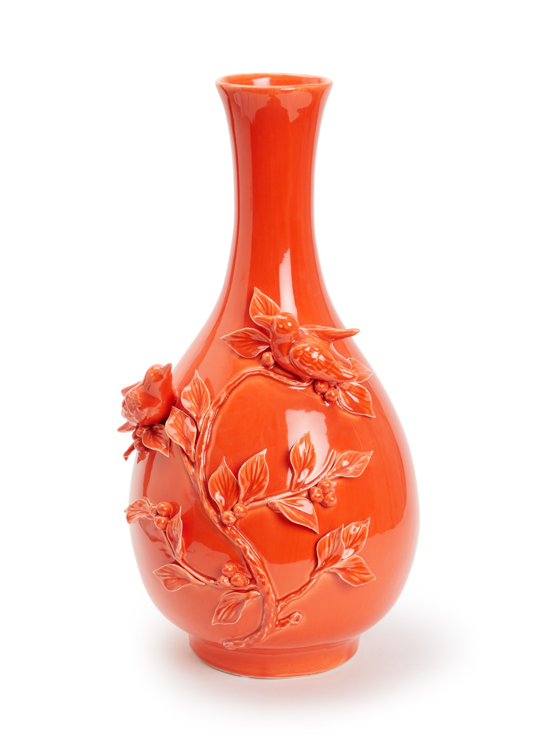 POLSPOTTEN Bird vaas 60 cm - voorkant orange
