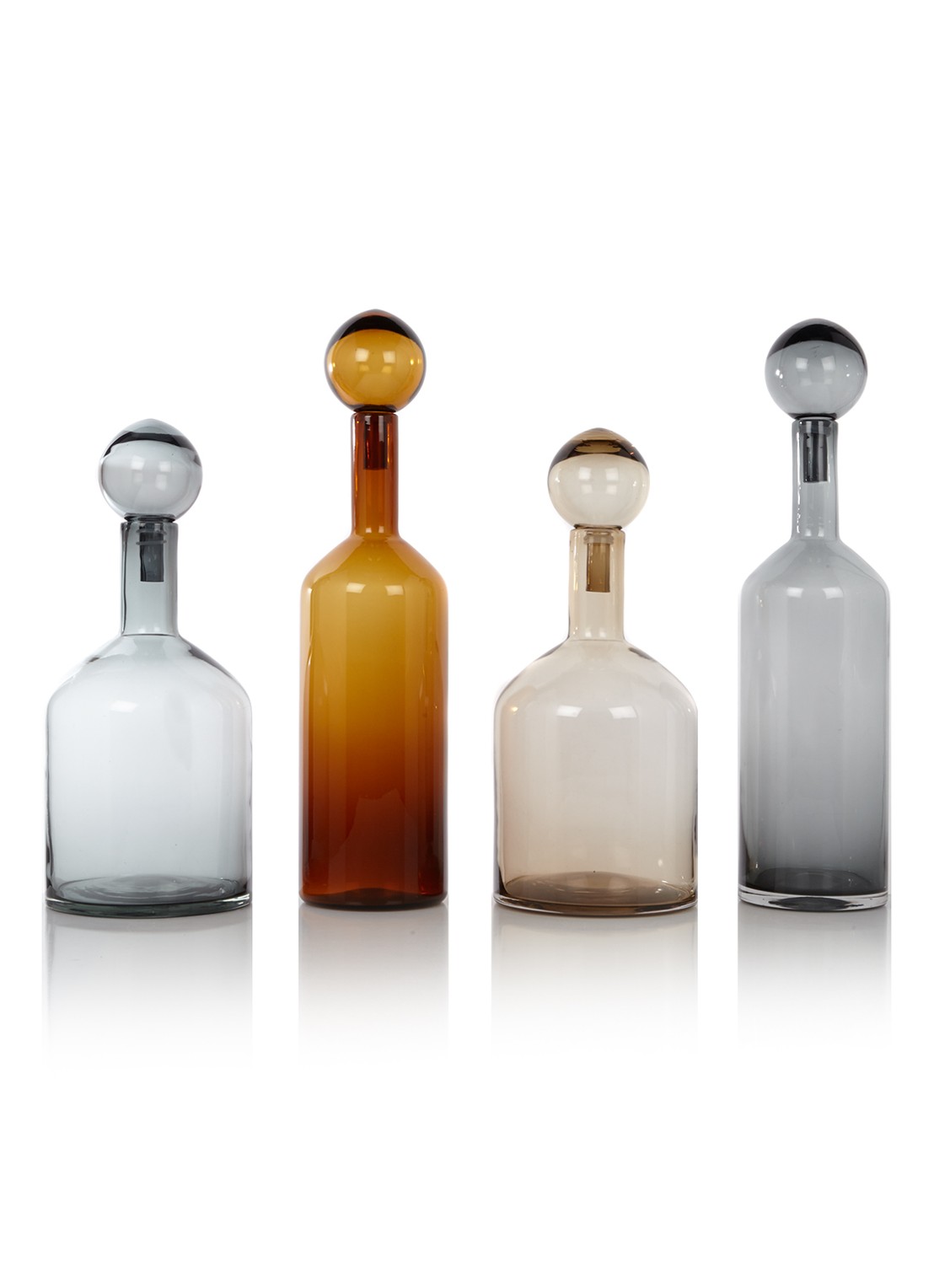 POLSPOTTEN Bubble & Bottles flessen set van 4 - voorkant 3 grijs