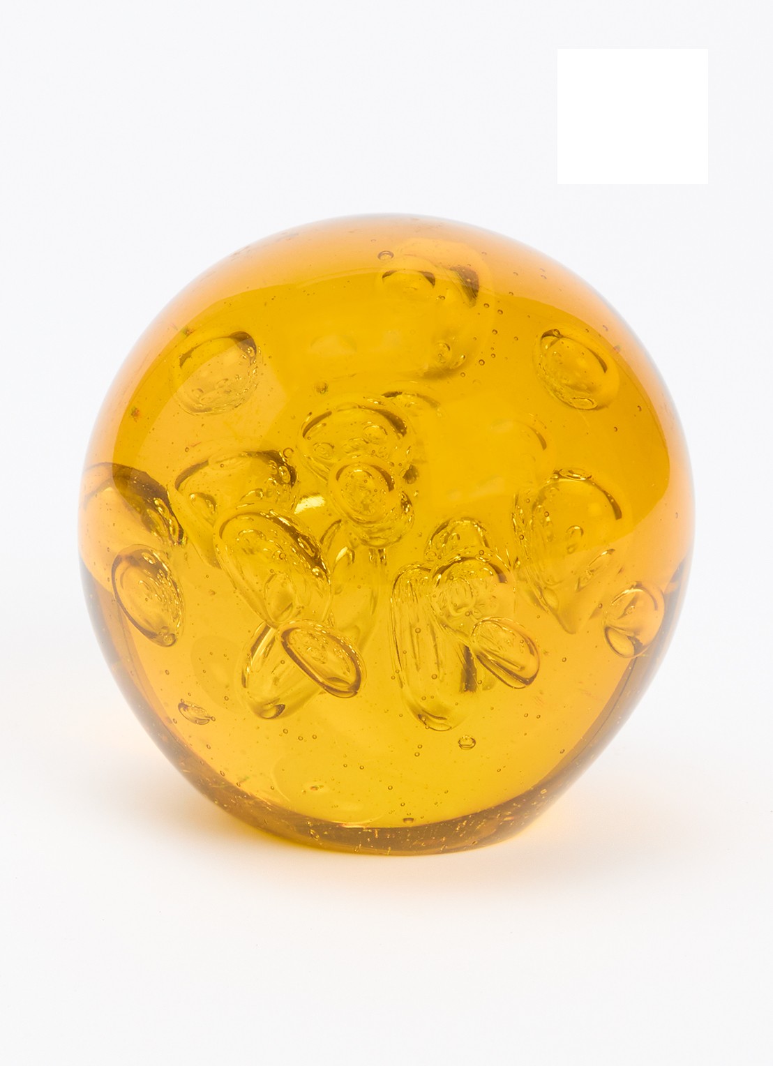 POLSPOTTEN Bubble glazen bol 8 cm - voorkant geel
