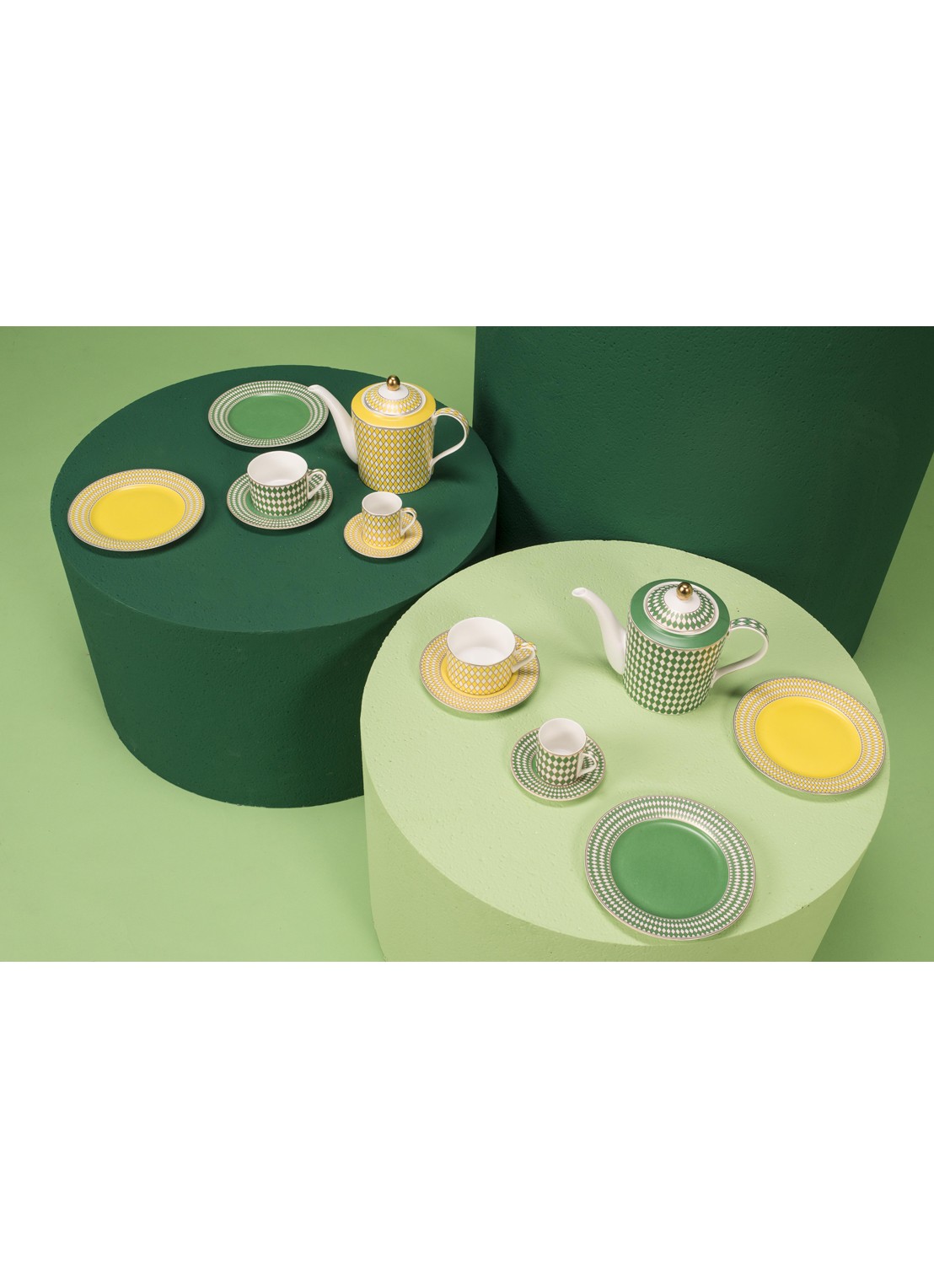POLSPOTTEN Chess espressokopje met schotel 10 cl set van 4 - achterkant groen