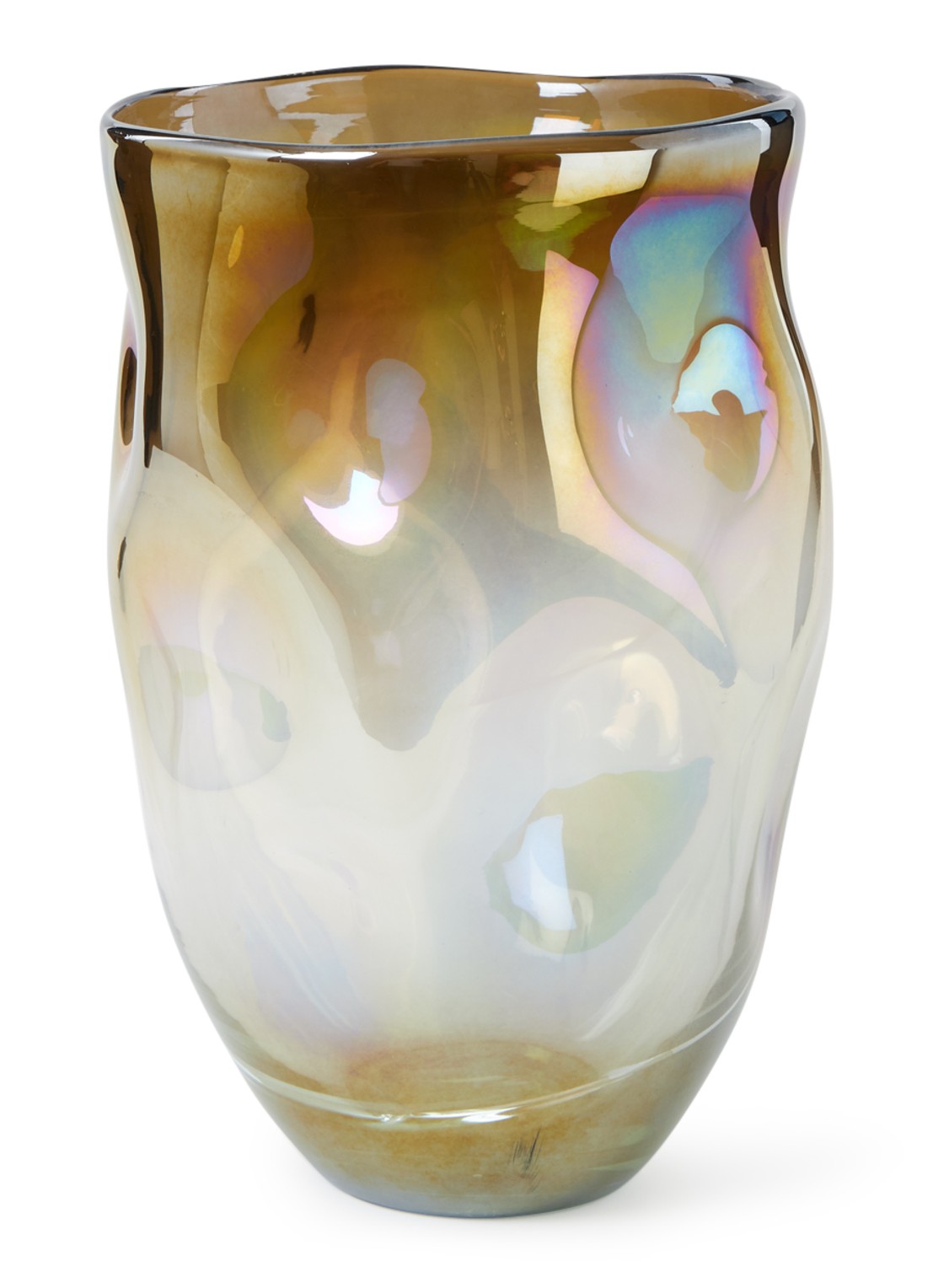 POLSPOTTEN Collision Amber vaas 30 cm - voorkant geelgoud