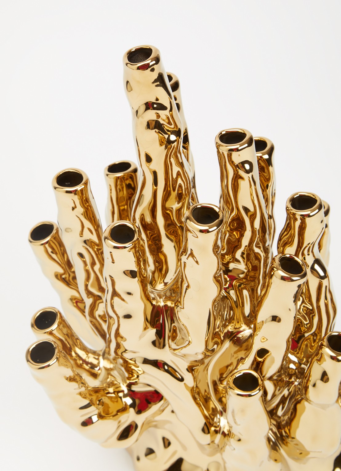 POLSPOTTEN Coral tulpenvaas 45 cm - voorkant 2 goud