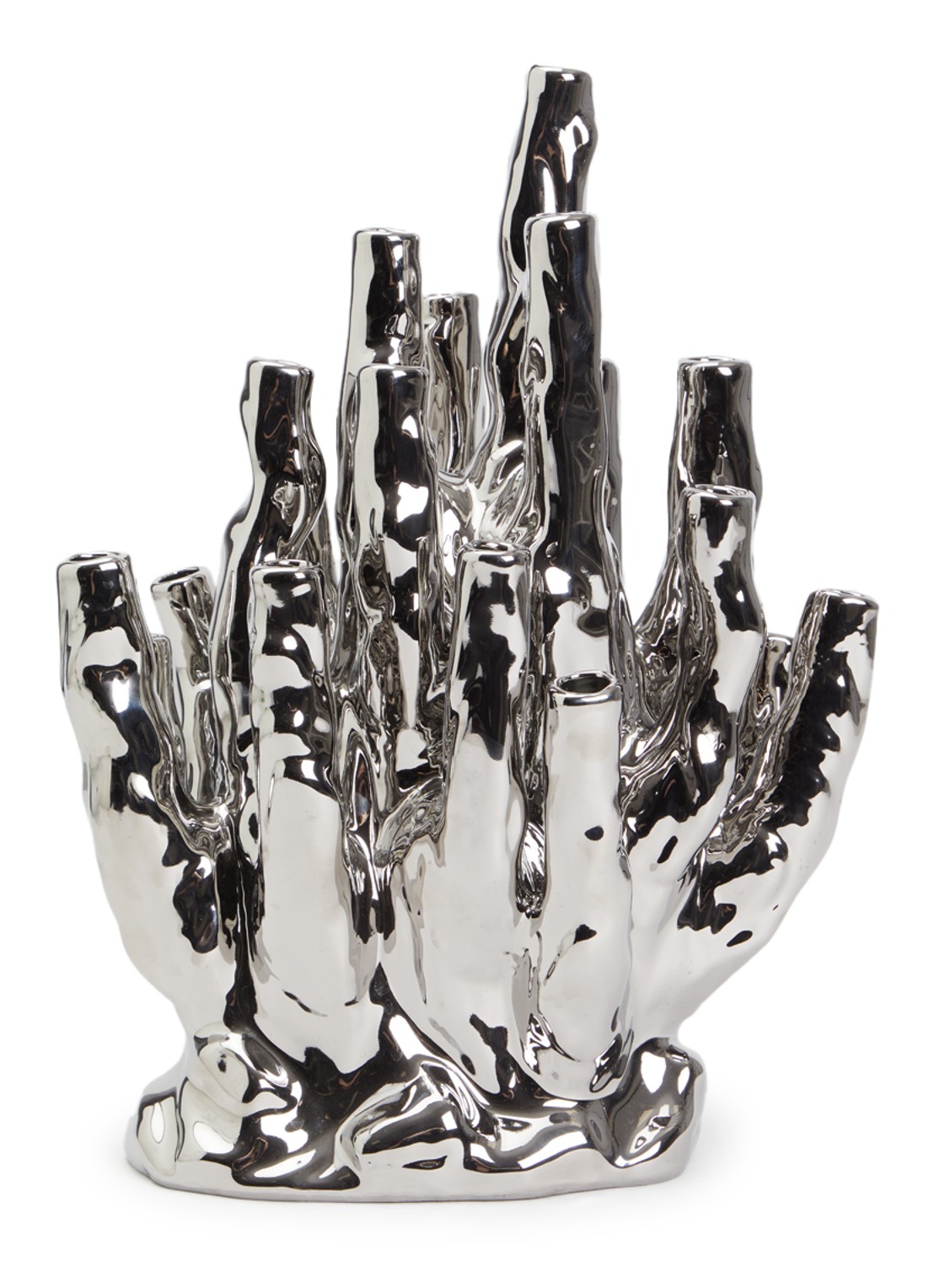POLSPOTTEN Coral vaas 45 cm - voorkant zilver