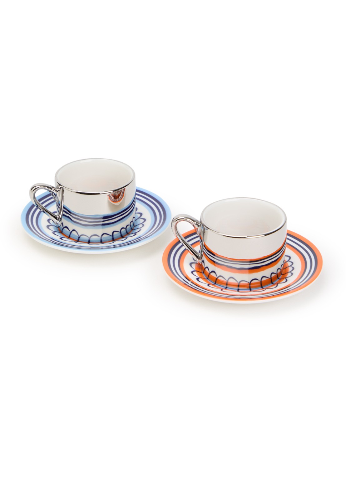 POLSPOTTEN Floral kop en schotel 9 cl set van 2 - voorkant orange