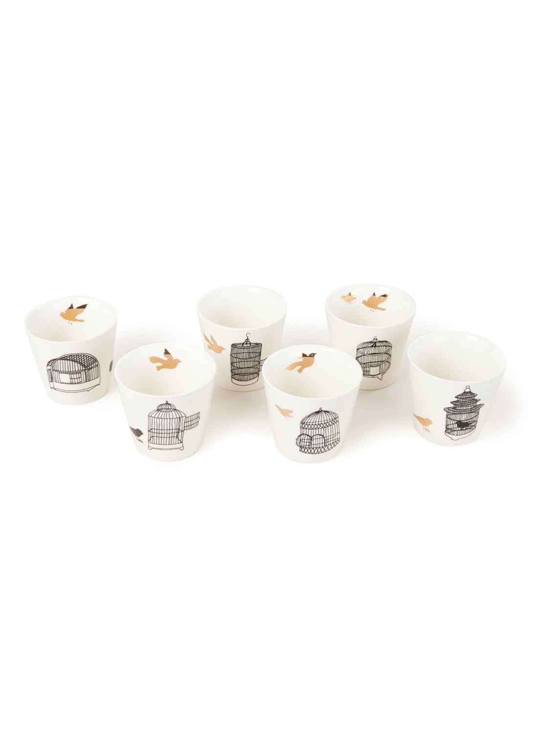 POLSPOTTEN Freedom birds giftset met 6 bekers - voorkant 2 gebroken wit