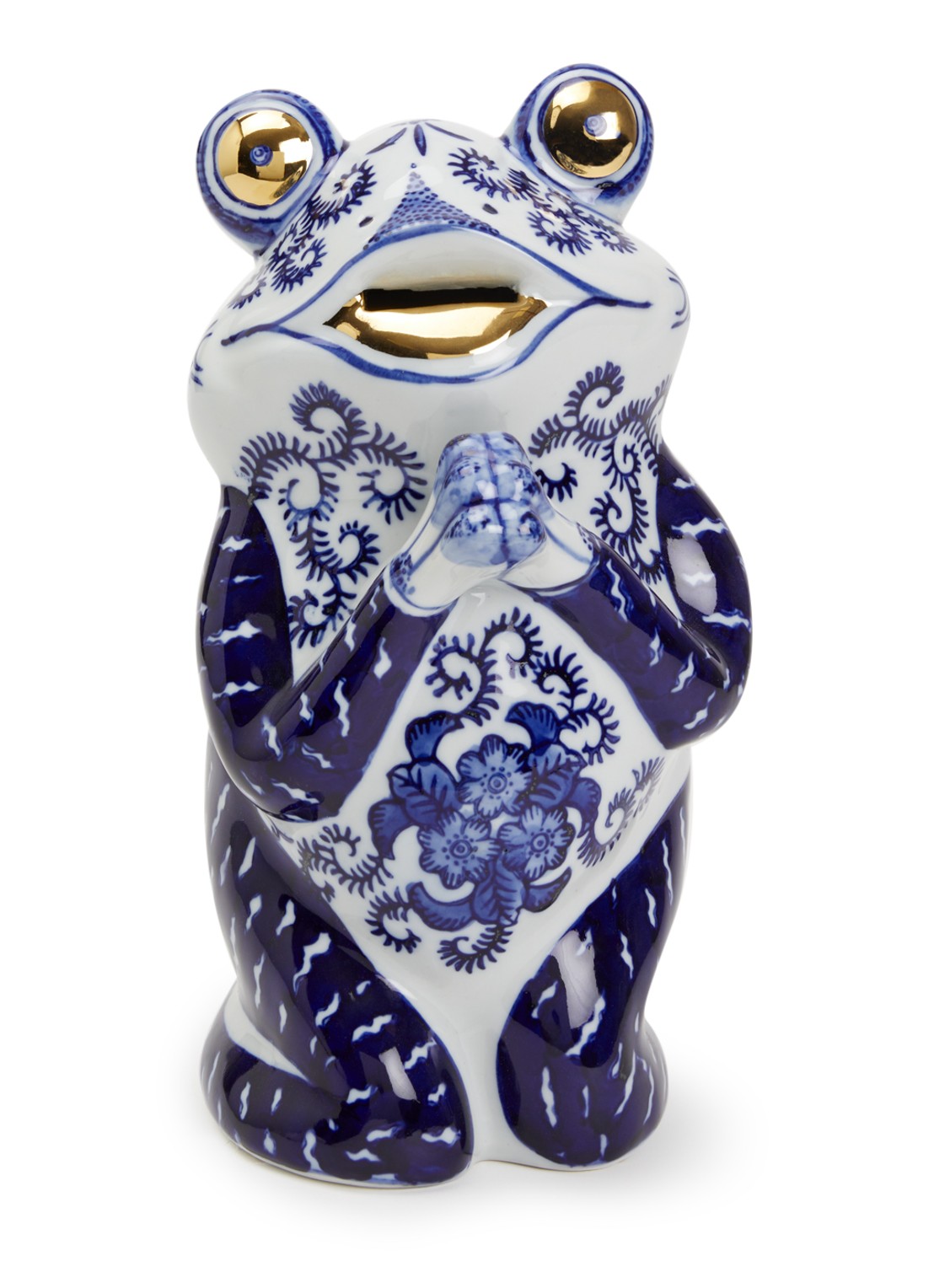 POLSPOTTEN Frog spaarpot 25,5 cm - voorkant blauw