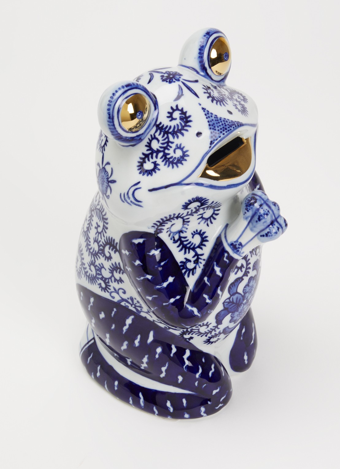 POLSPOTTEN Frog spaarpot 25,5 cm - voorkant 2 blauw