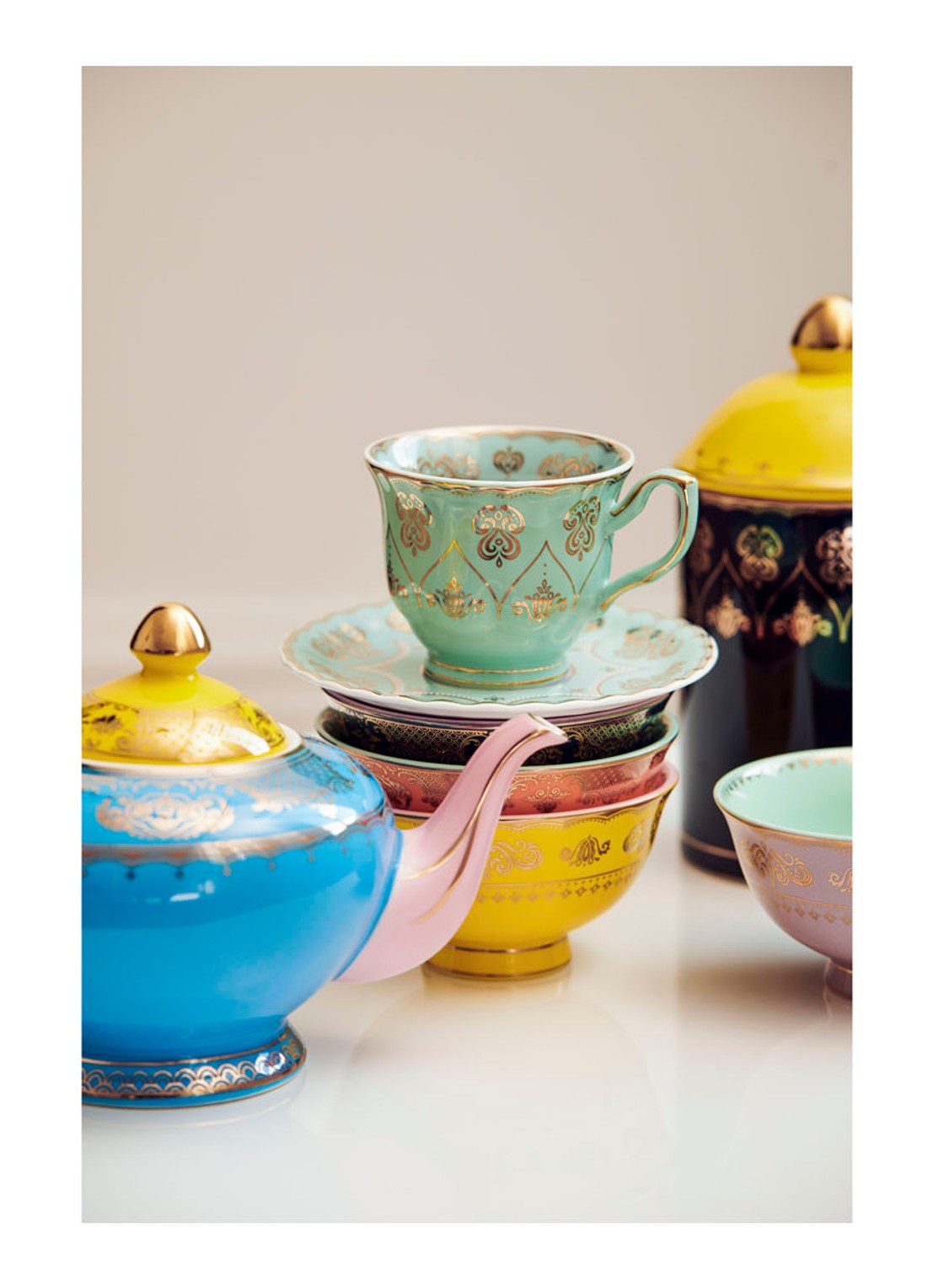 POLSPOTTEN Grandpa kop en schotel 22 cl set van 4 - detail 2 multicolor