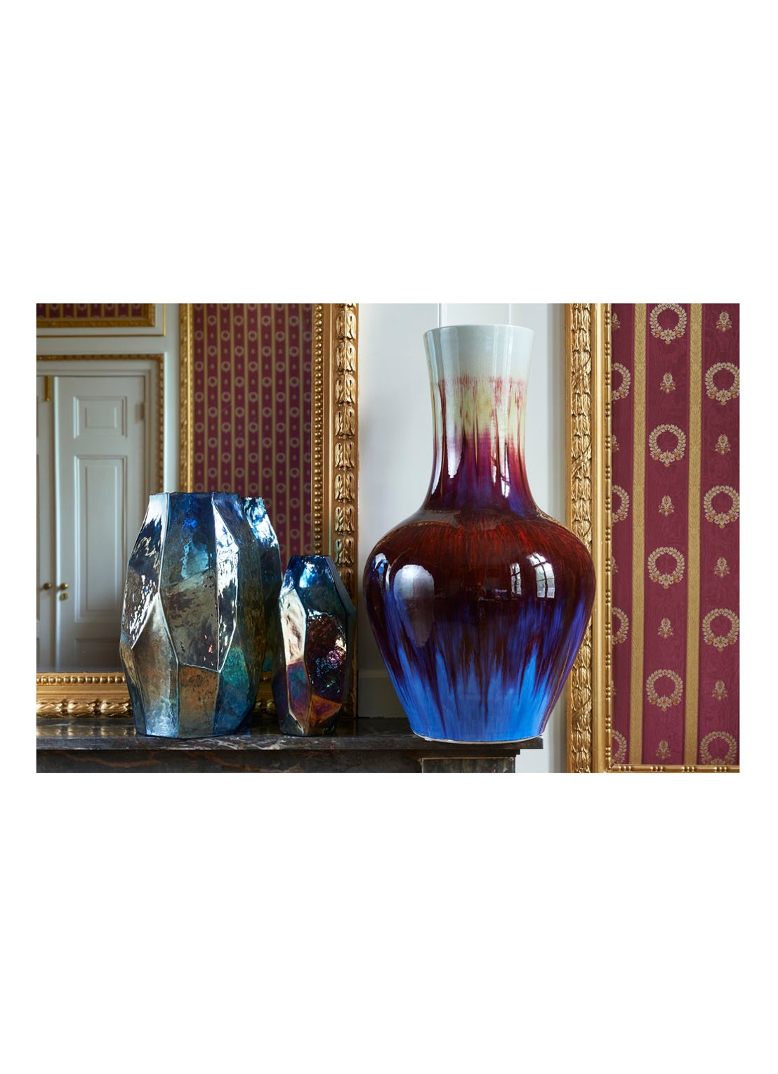 POLSPOTTEN Graphic Luster vaas M 30 cm - voorkant 2 blauw