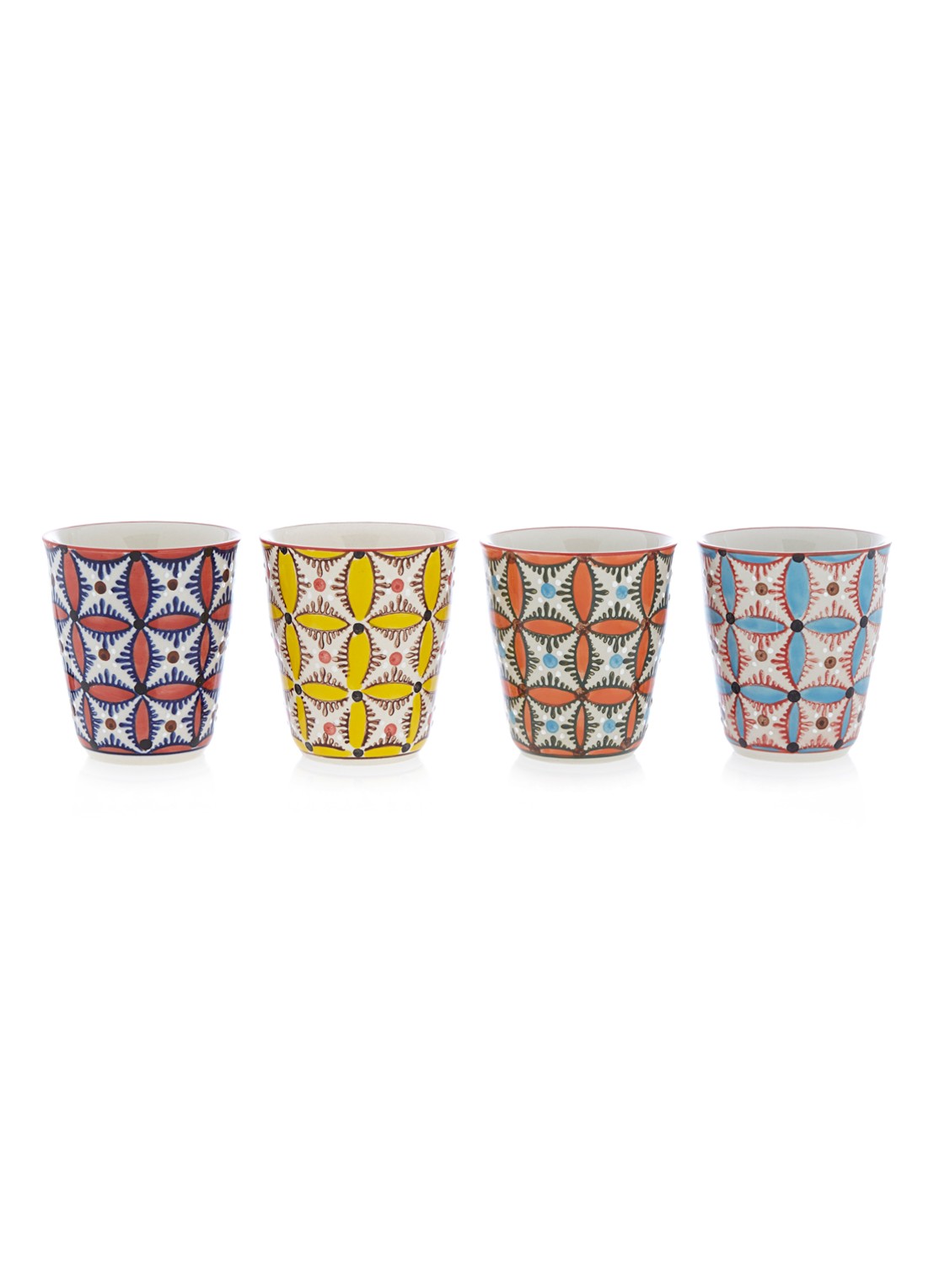 POLSPOTTEN Hippy mok 35 cl set van 4 - voorkant multicolor