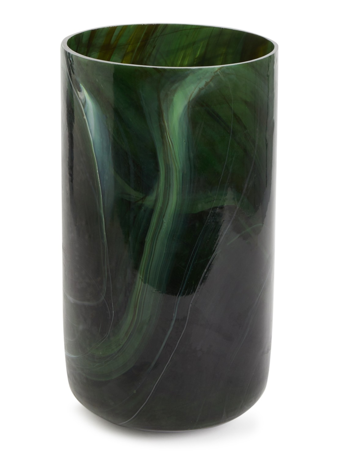POLSPOTTEN Marbled vaas L 40 cm - voorkant groen