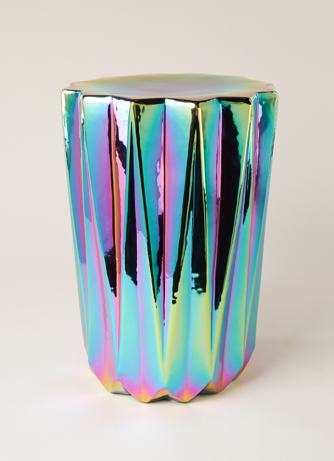 POLSPOTTEN Oily Folds kruk 32 cm - voorkant 2 multicolor
