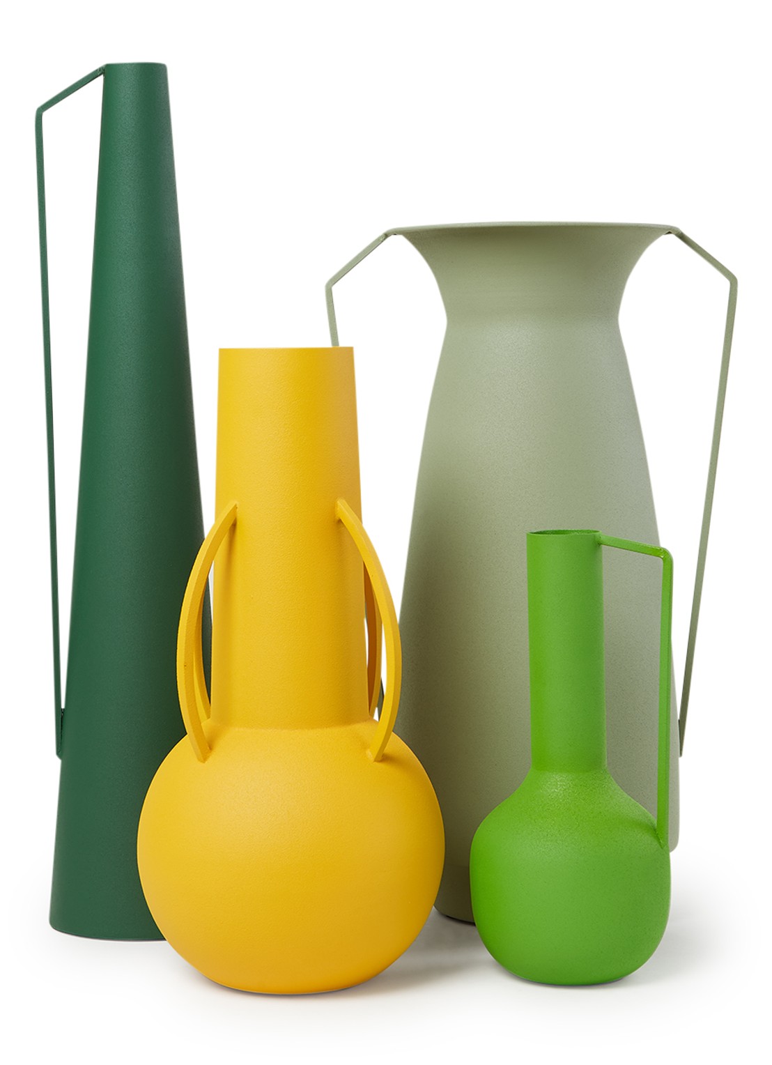 POLSPOTTEN Roman Green vaas set van 4 - voorkant 2 groen