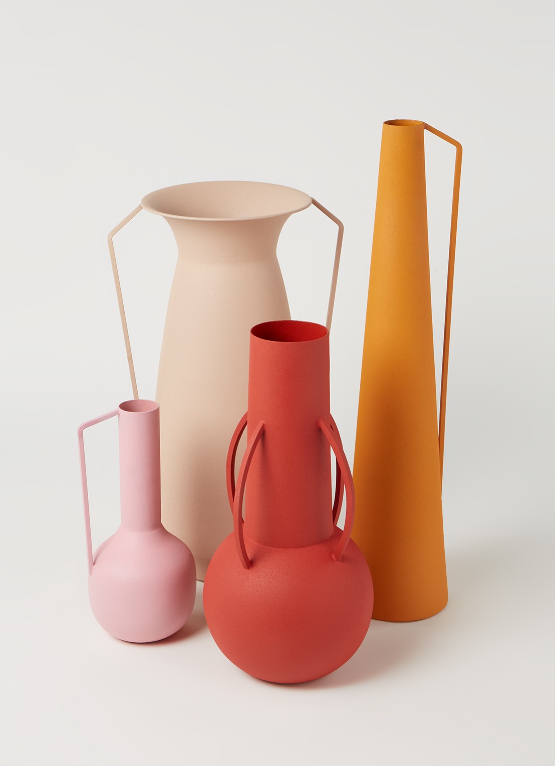 POLSPOTTEN Roman Sunset vaas set van 4 - voorkant 2 orange