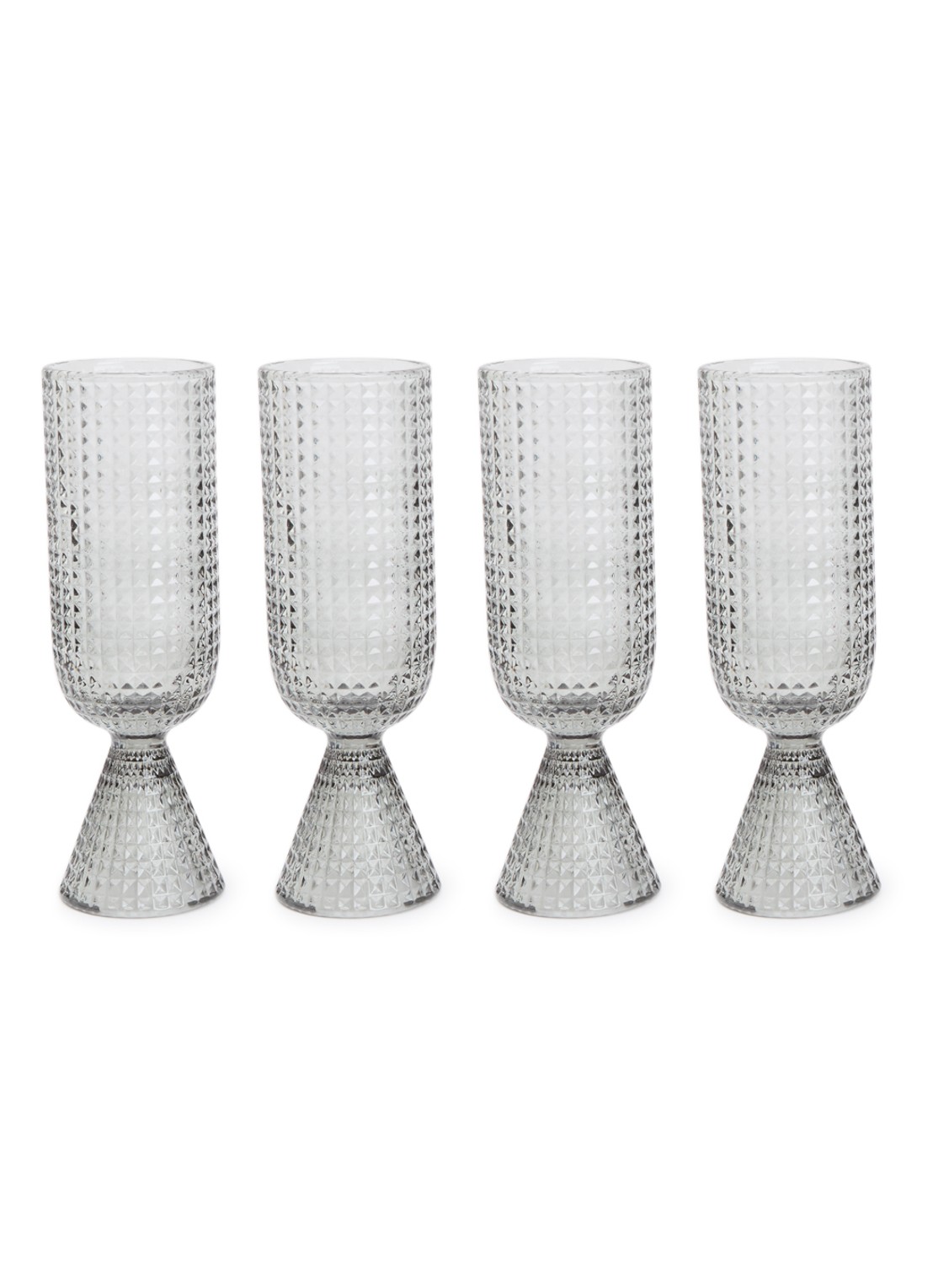 POLSPOTTEN Rooftop champagneglas 22 cl set van 4 - voorkant lichtgrijs