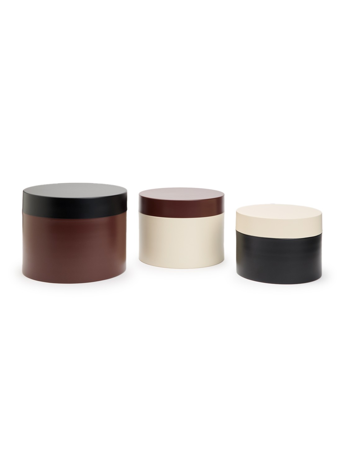 POLSPOTTEN Round metal opbergdoos set van 3  - voorkant bruin