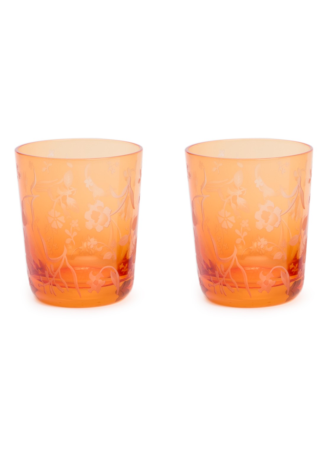 POLSPOTTEN Scattered Flowers glas 54 cl set van 2 - voorkant orange