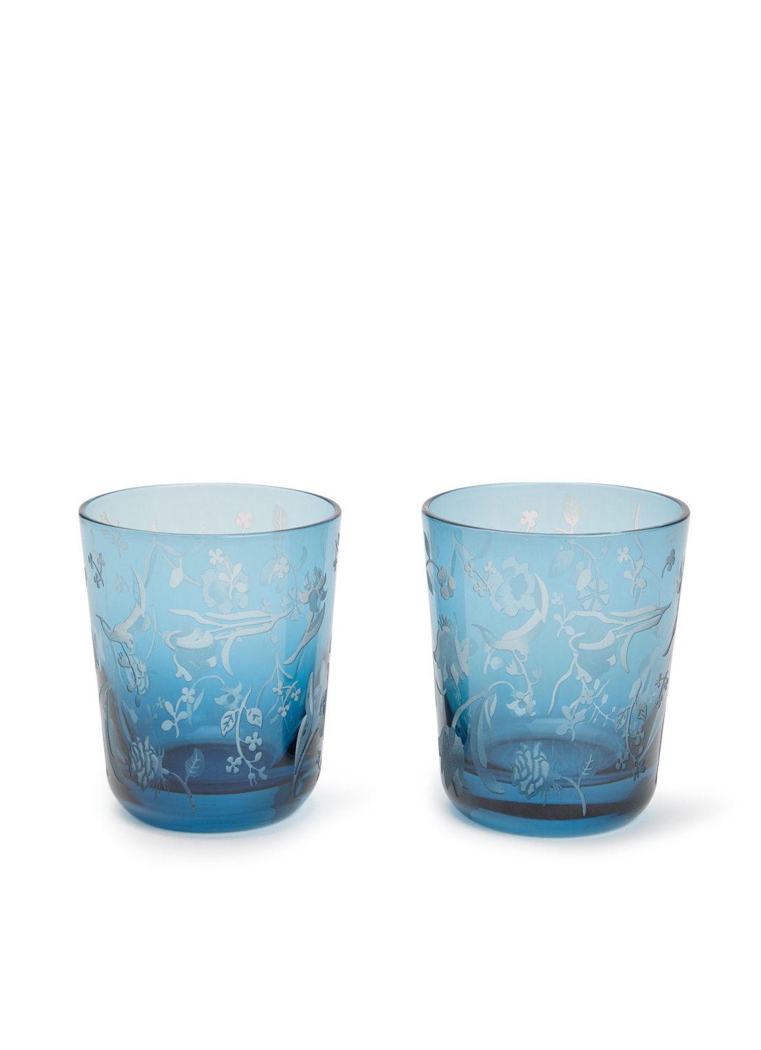 POLSPOTTEN Scattered Flowers glas 54 cl set van 2 - voorkant donkerblauw