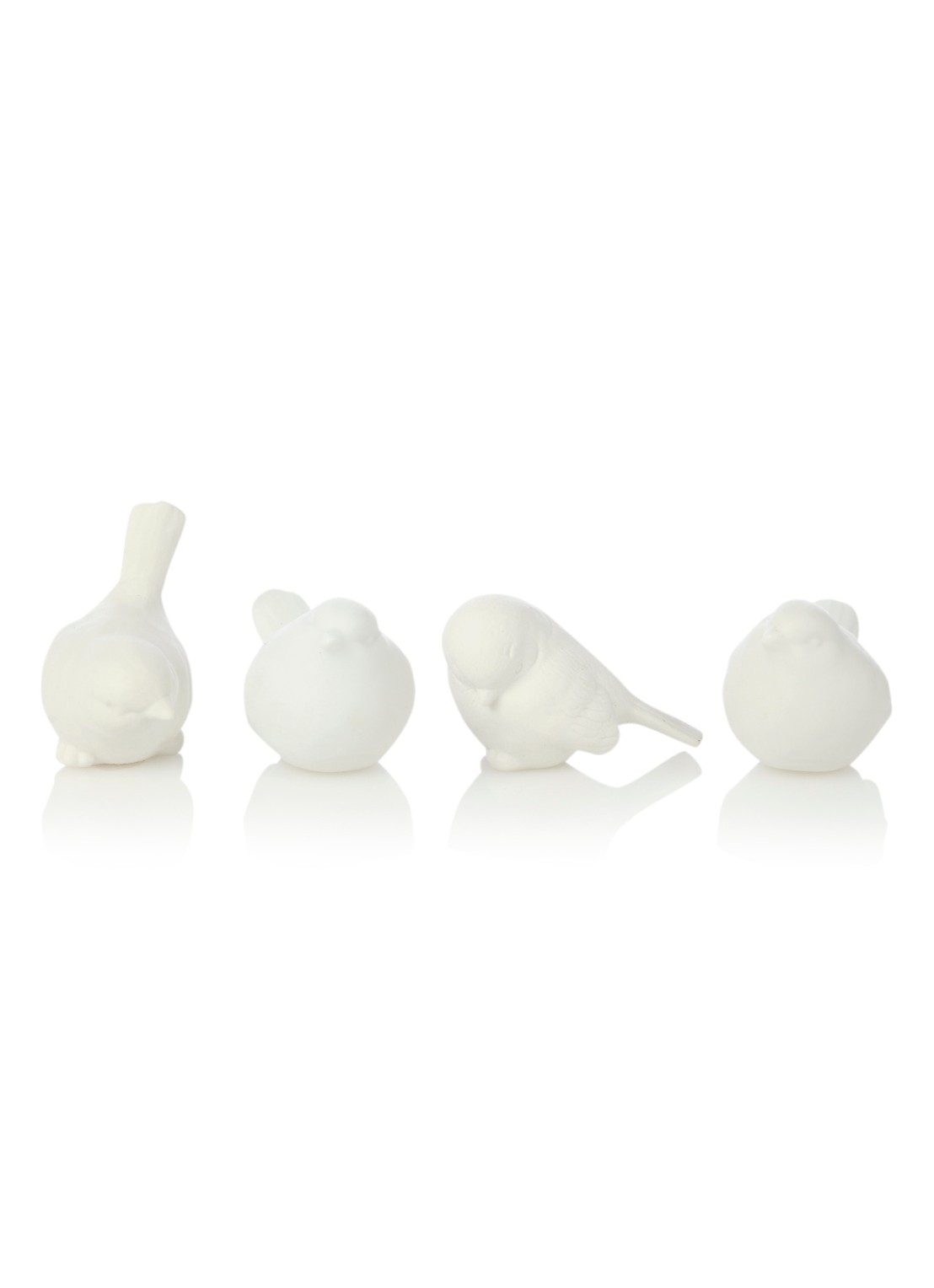 POLSPOTTEN Set van vier mussen 8 cm - voorkant wit
