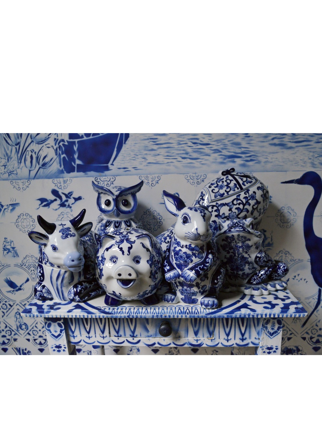 POLSPOTTEN Spaarpot Uil in Delfts blauw - voorkant 2 undefined