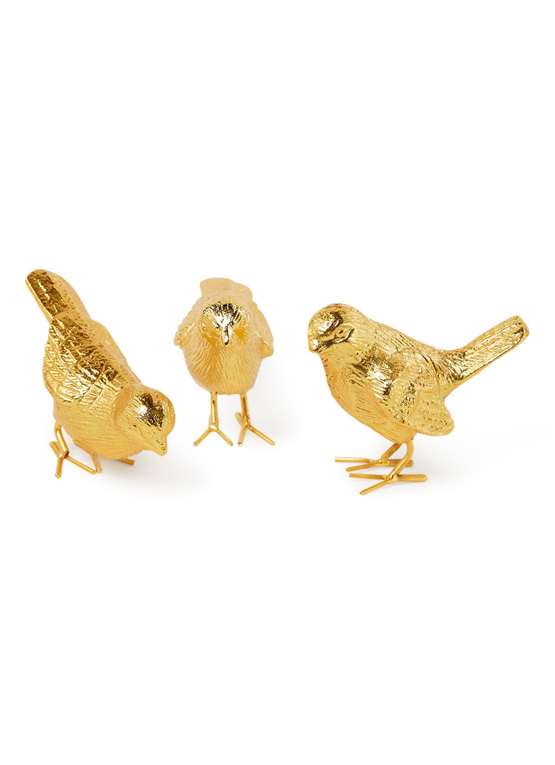 POLSPOTTEN Sparrow mus ornament set van 3 - voorkant goud
